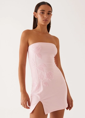 Love Glow Enora Beaded Mini Dress - Baby Pink