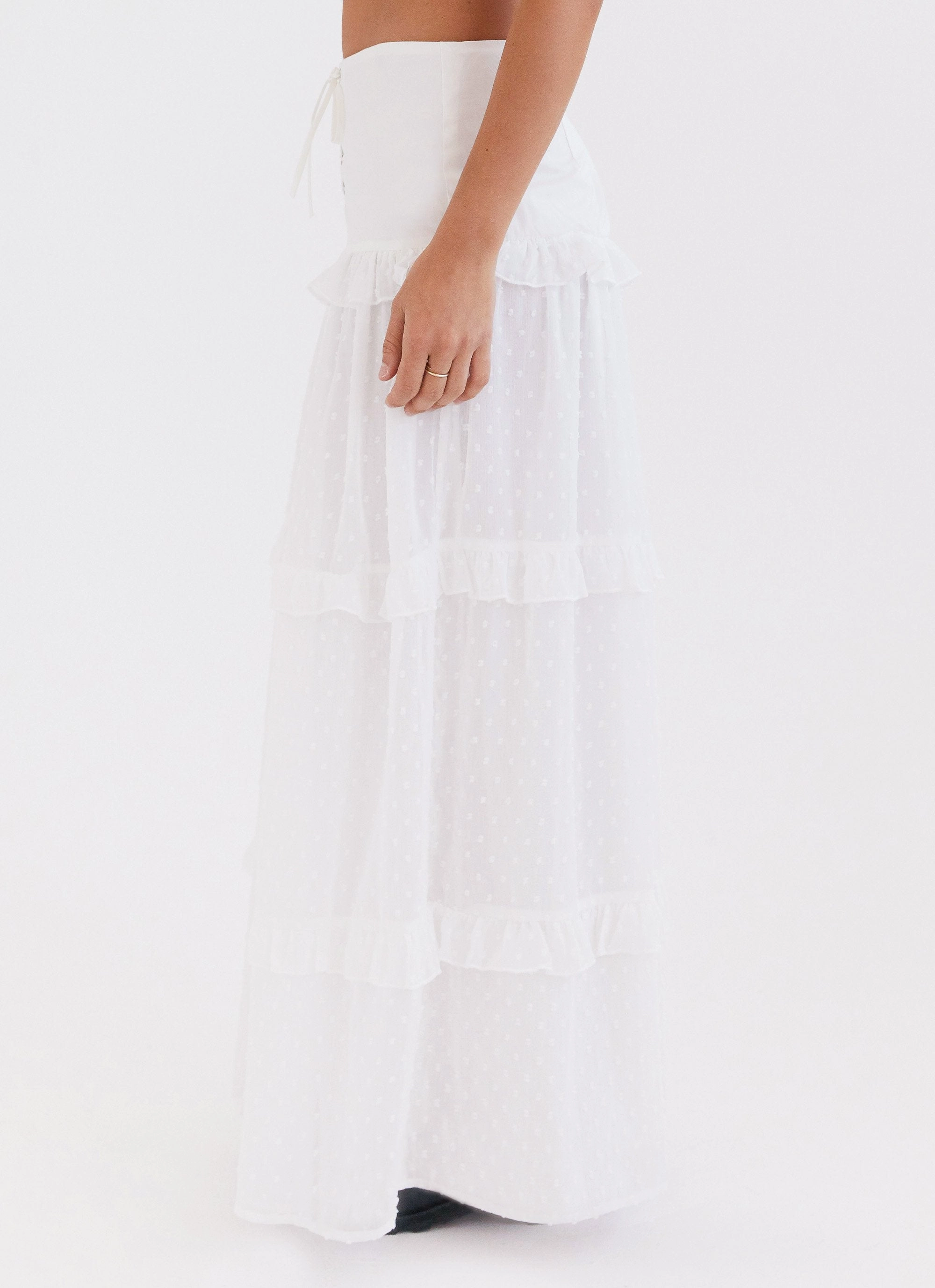 Side Slit Travel Ready Esmeralda Maxi Skirt - White