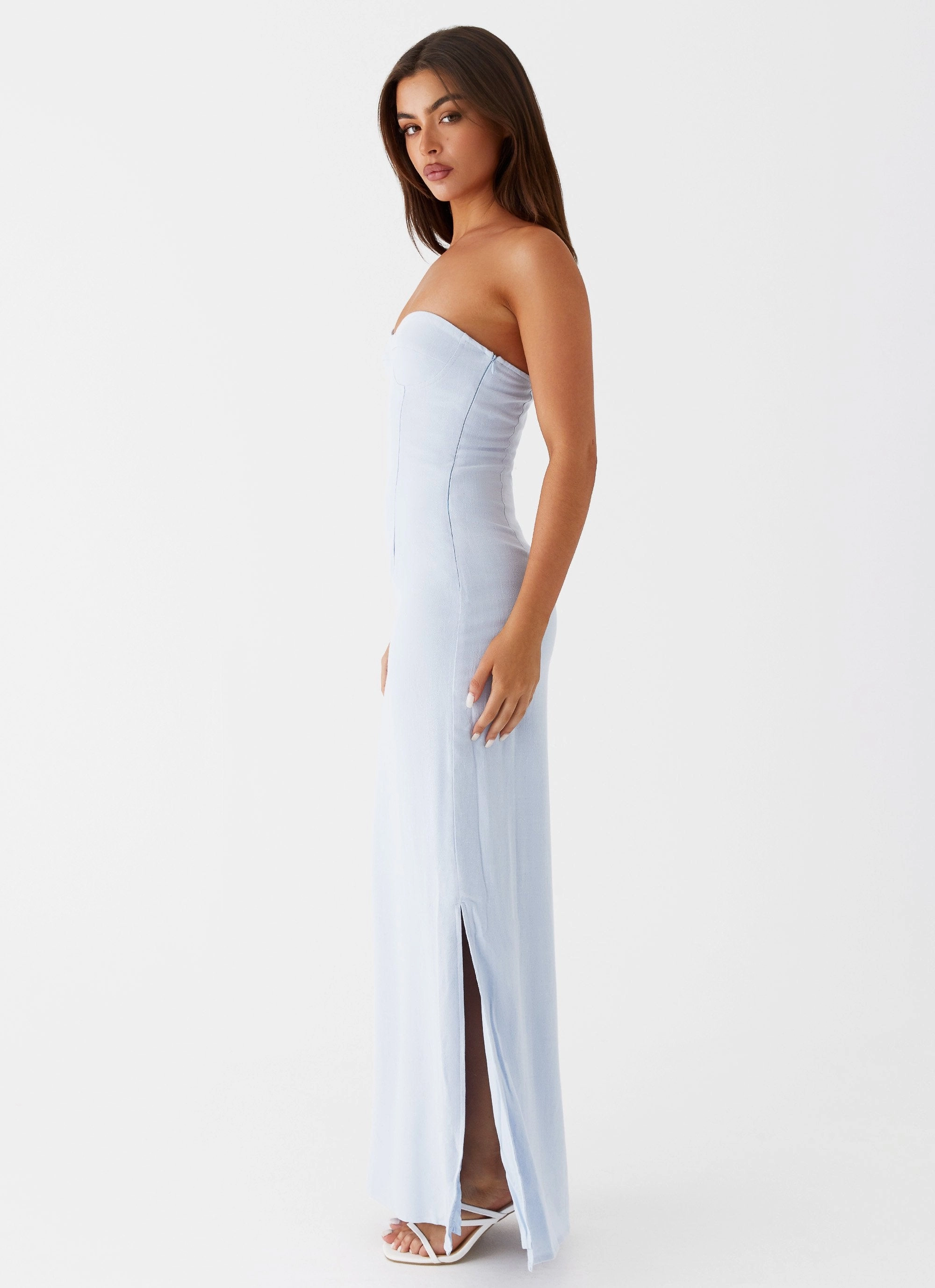 Esra Linen Strapless Maxi Dress - Blue Comfortable Wear