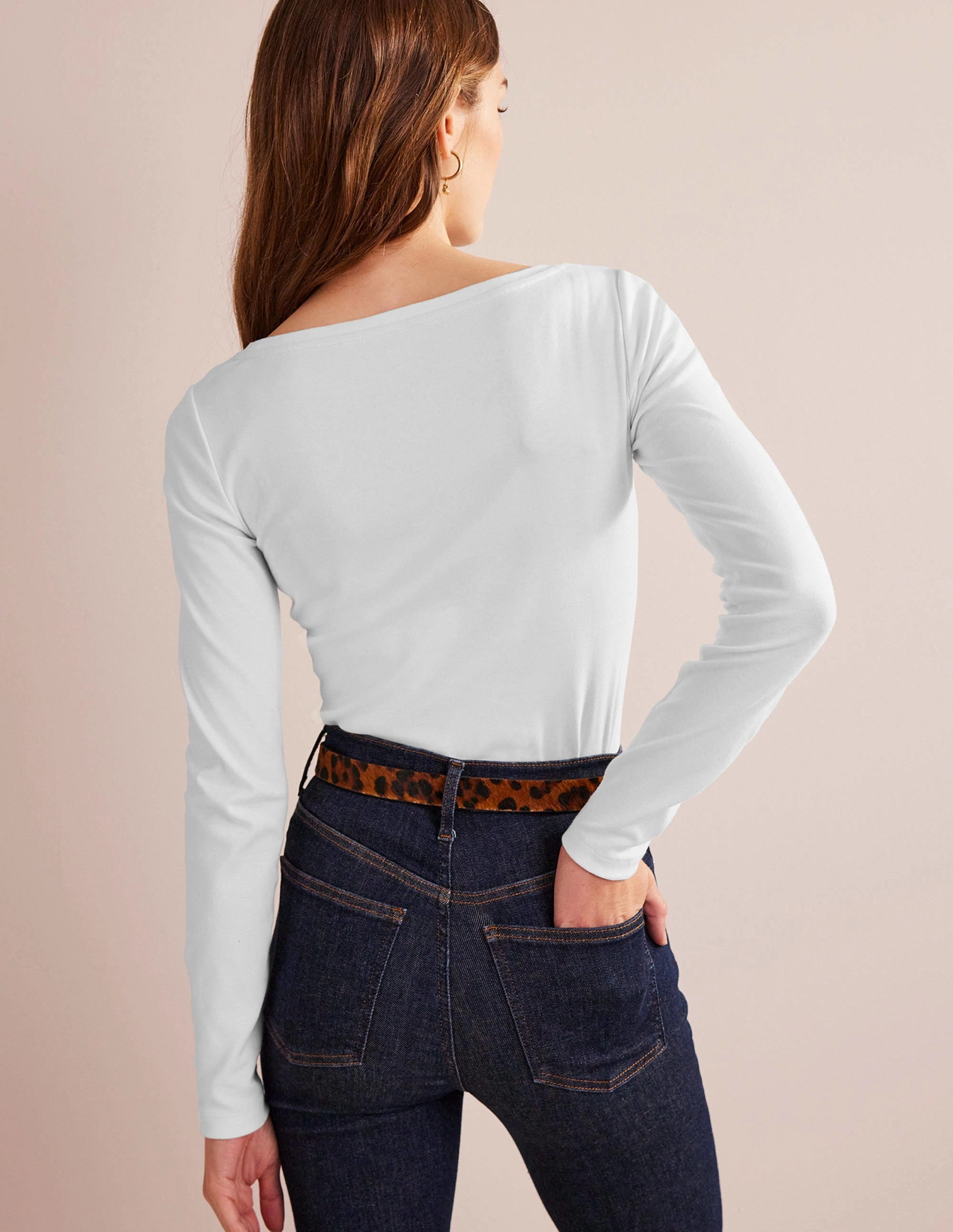 Essential Boat-Neck Jersey Top-White Adjustable Fit System Non Chafe Armholes
