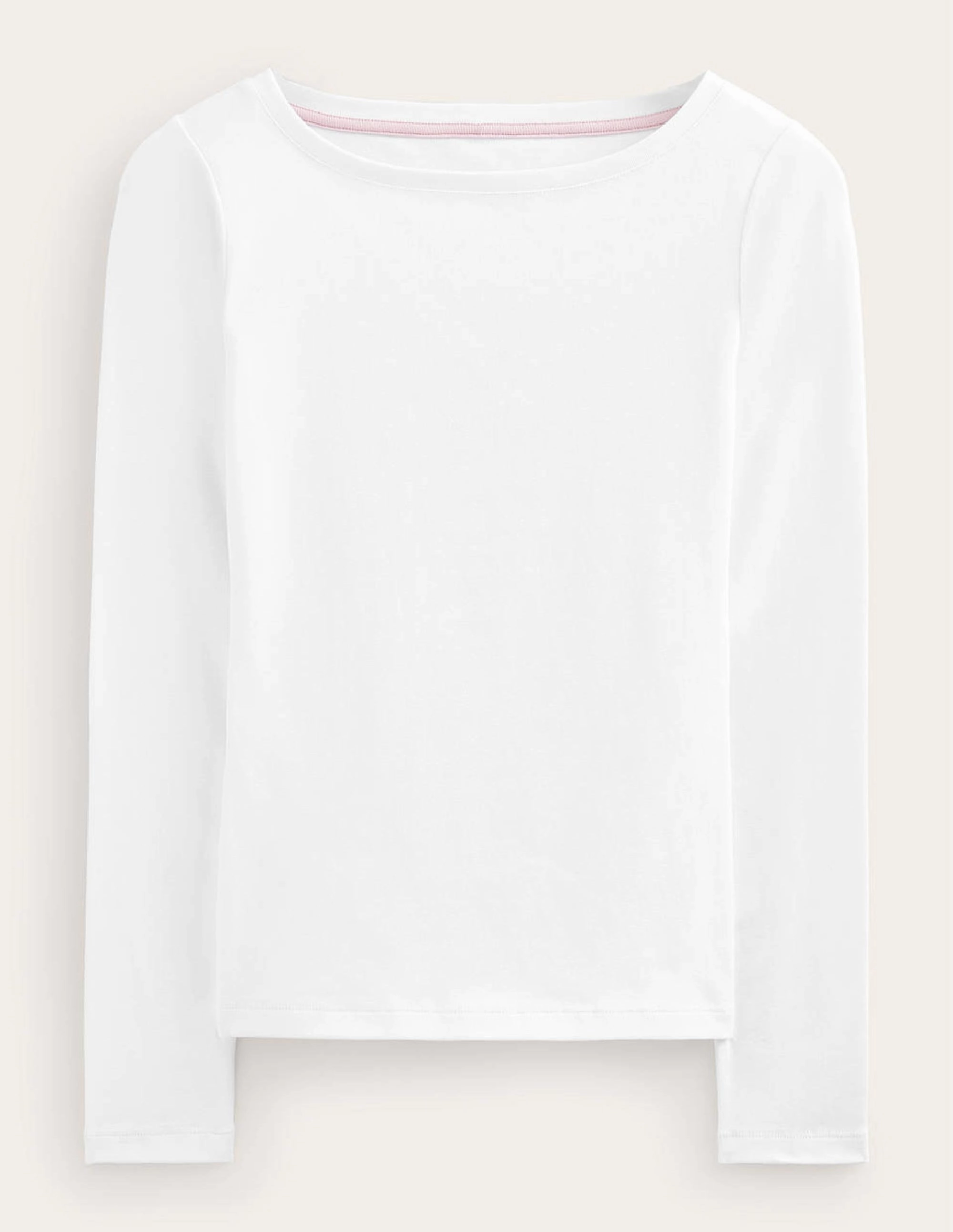 EasyCareMaterial PocketDetails Essential Boat-Neck Jersey Top-White