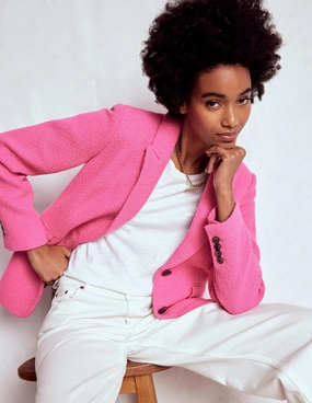 RubberizedTrim Stamford Texture Blazer-Pink Peony