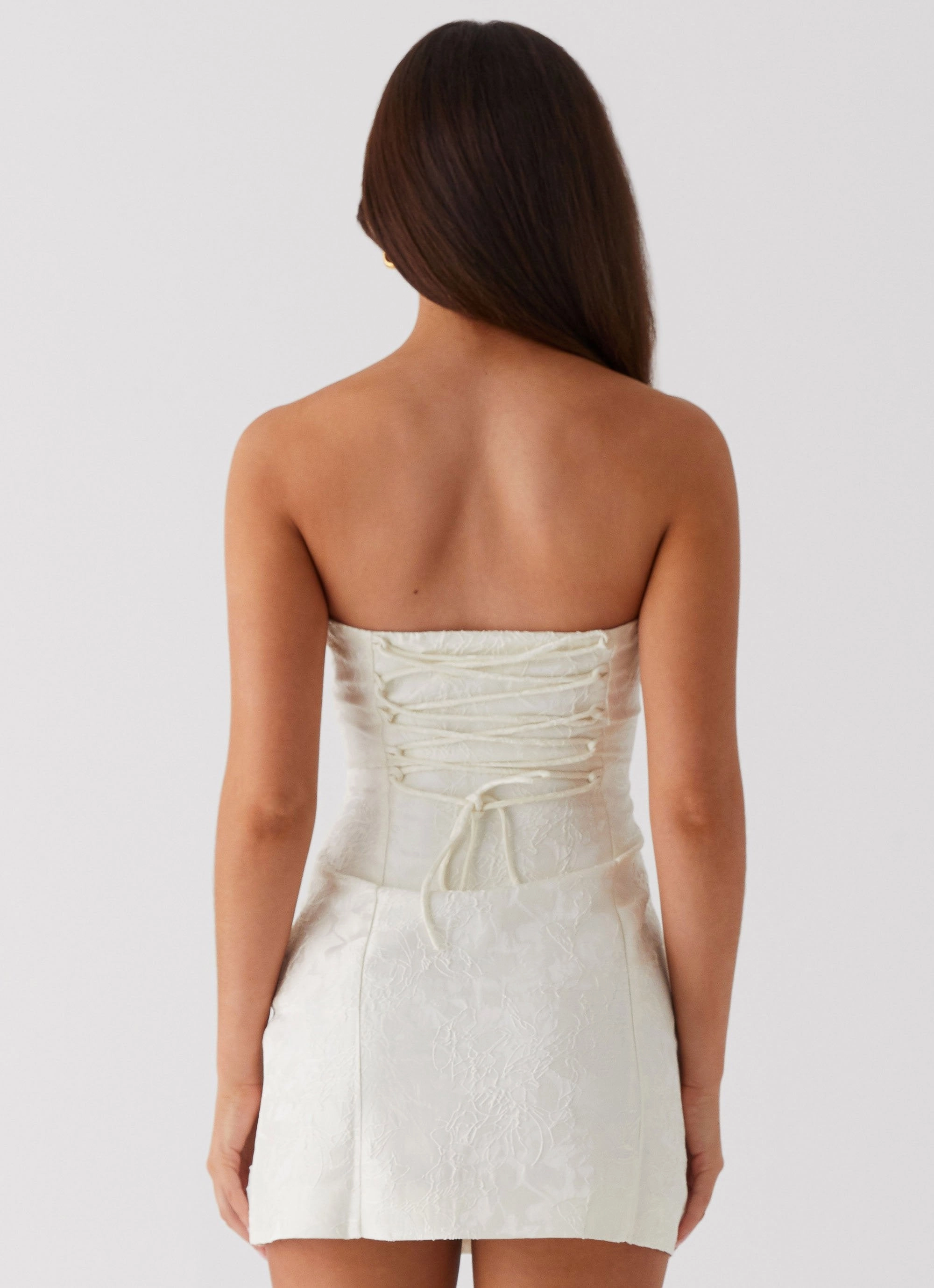 Bold Touch Art Inspired Eternity Strapless Mini Dress - Ivory