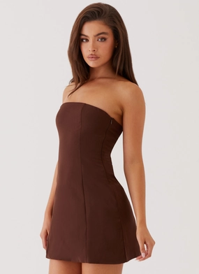 Contemporary Vibe Ayanna Strapless Mini Dress - Chocolate