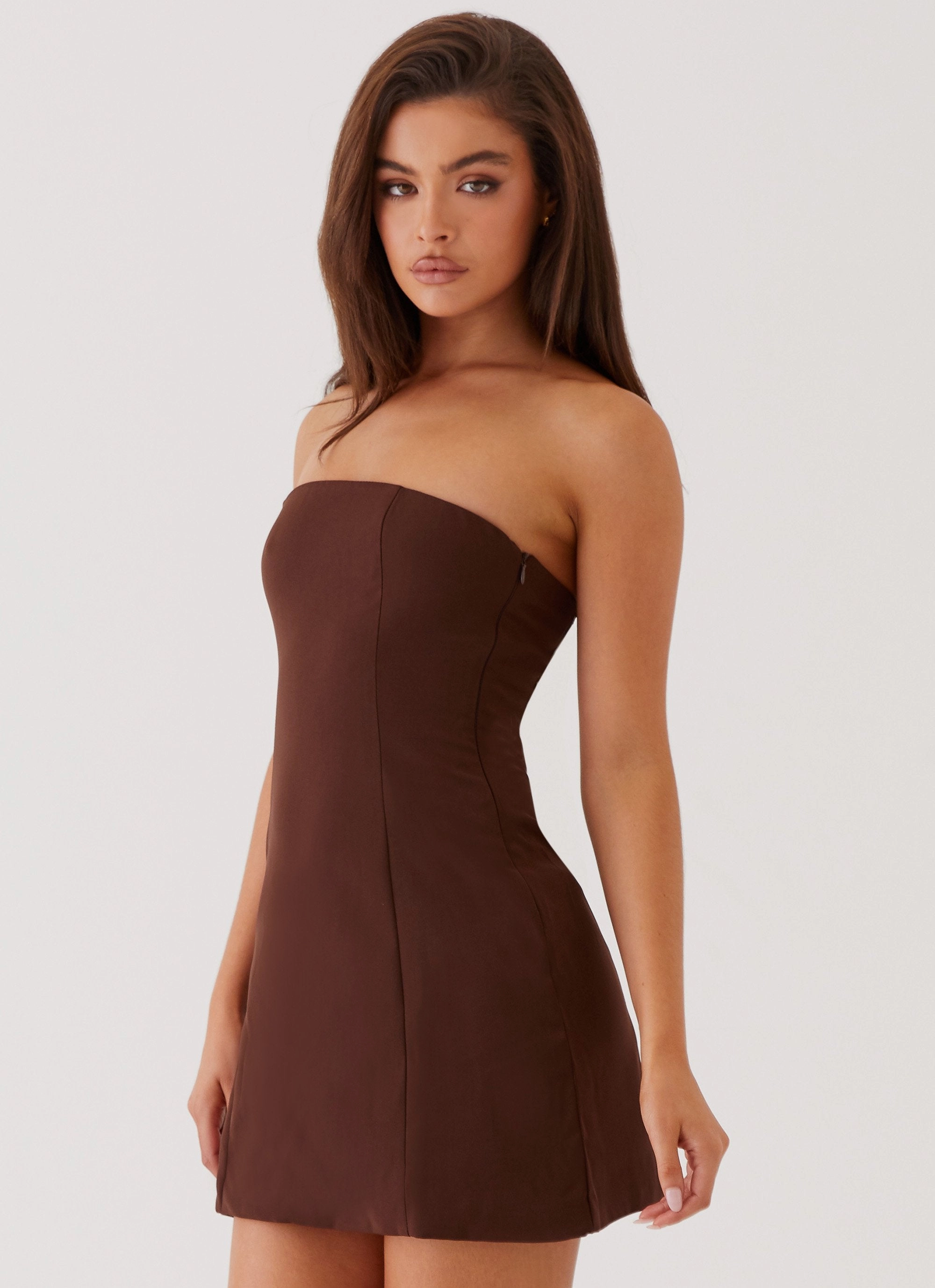 Contemporary Vibe Ayanna Strapless Mini Dress - Chocolate