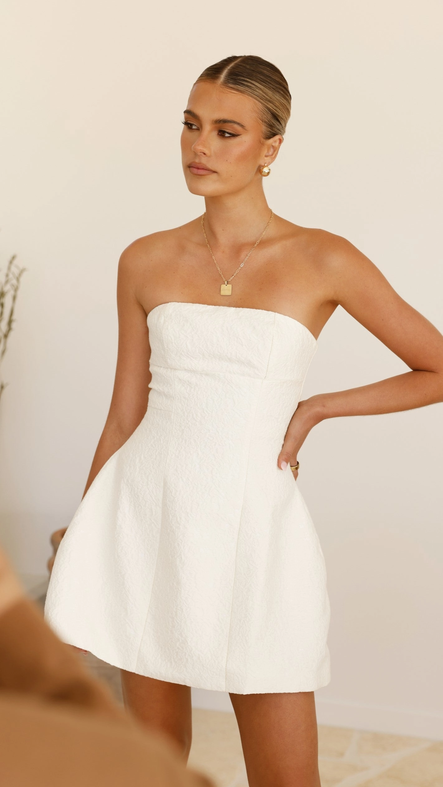Casual and Smart Evelyn Mini Dress - Cream