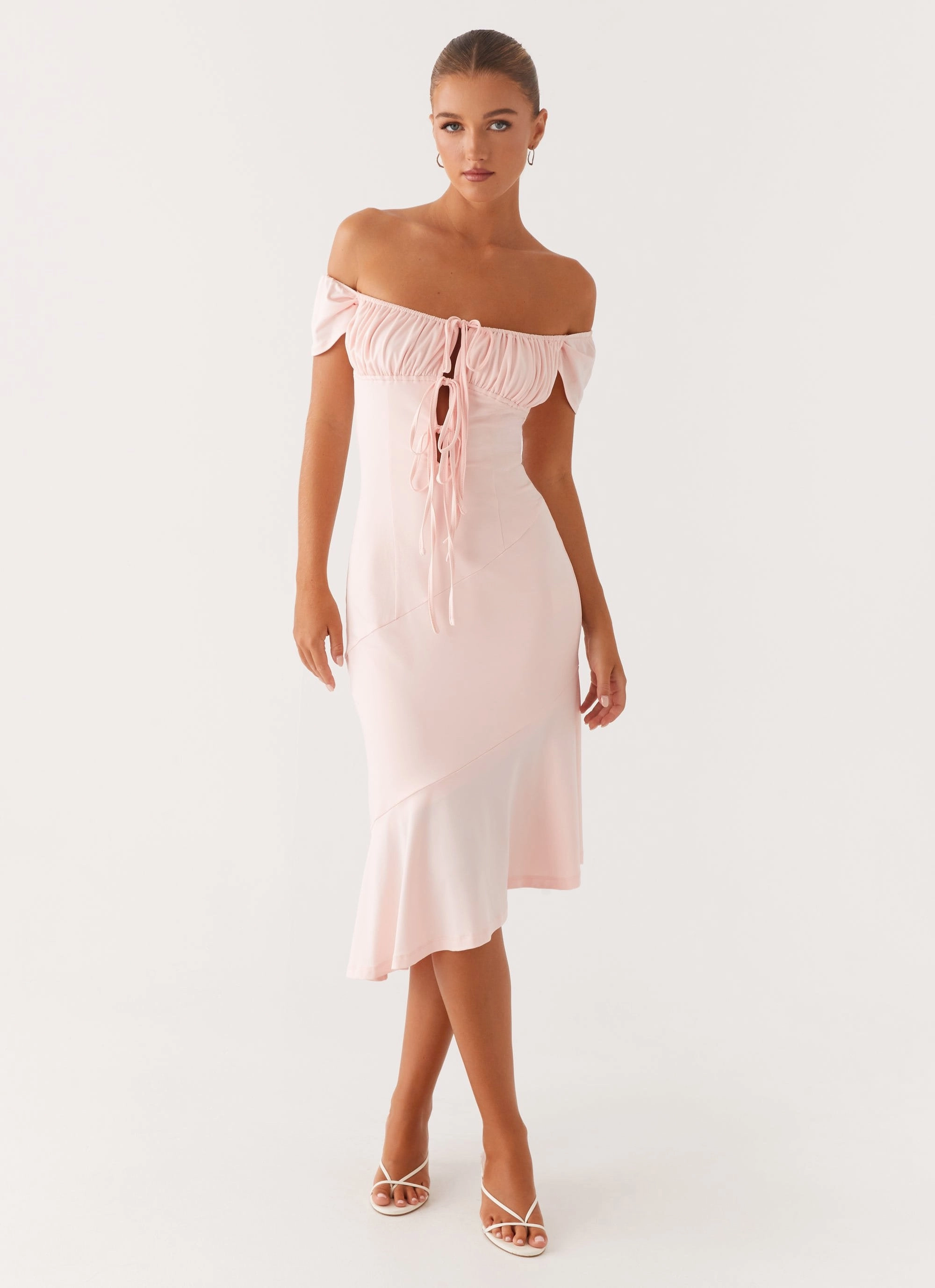 Katherine Midi Dress - Pink Baby-Shower Trendy wrap gown