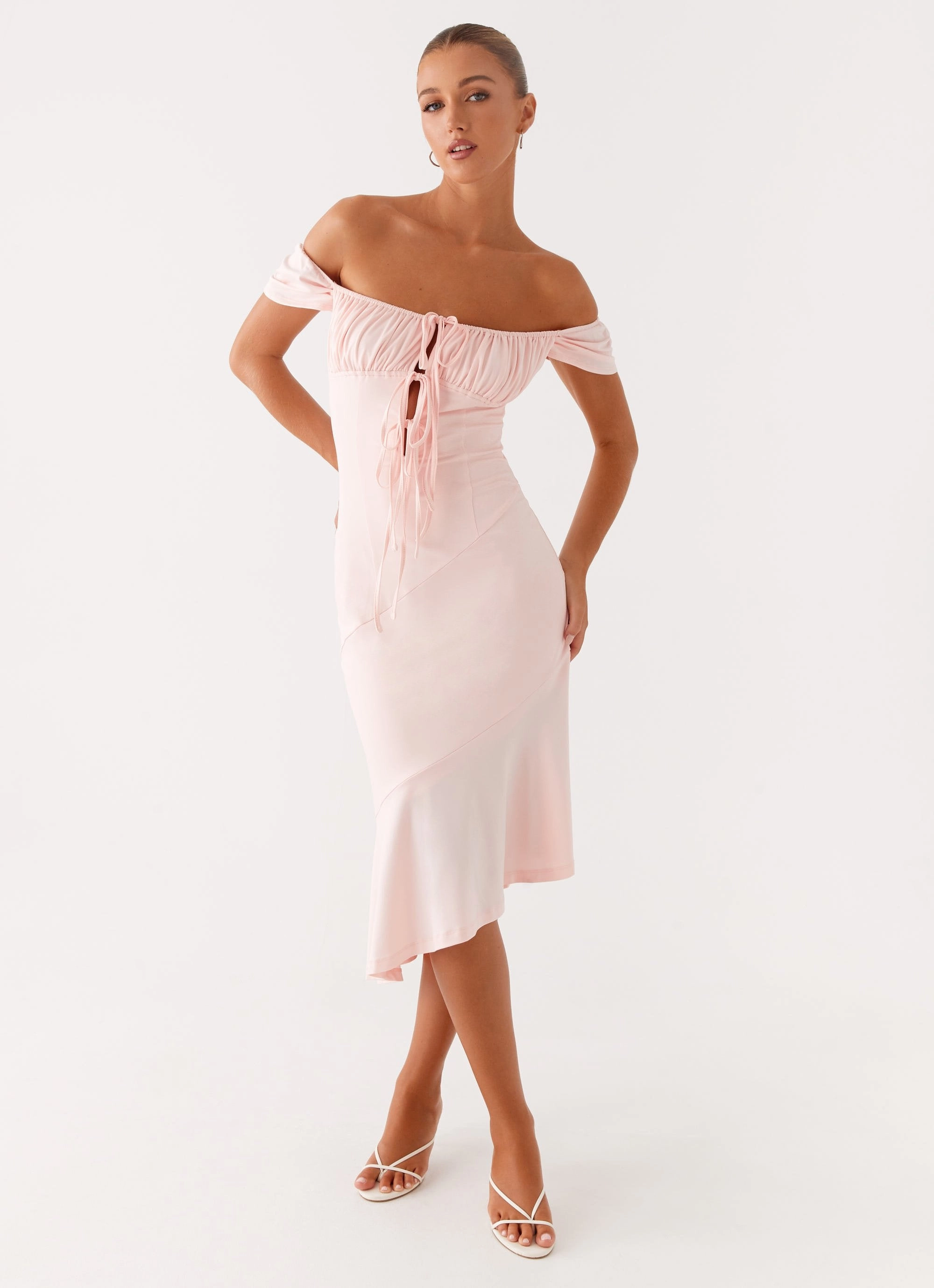 Katherine Midi Dress - Pink Dew Glow