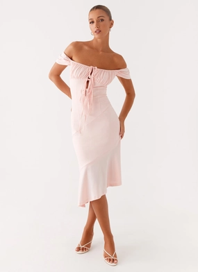 Katherine Midi Dress - Pink Dew Glow