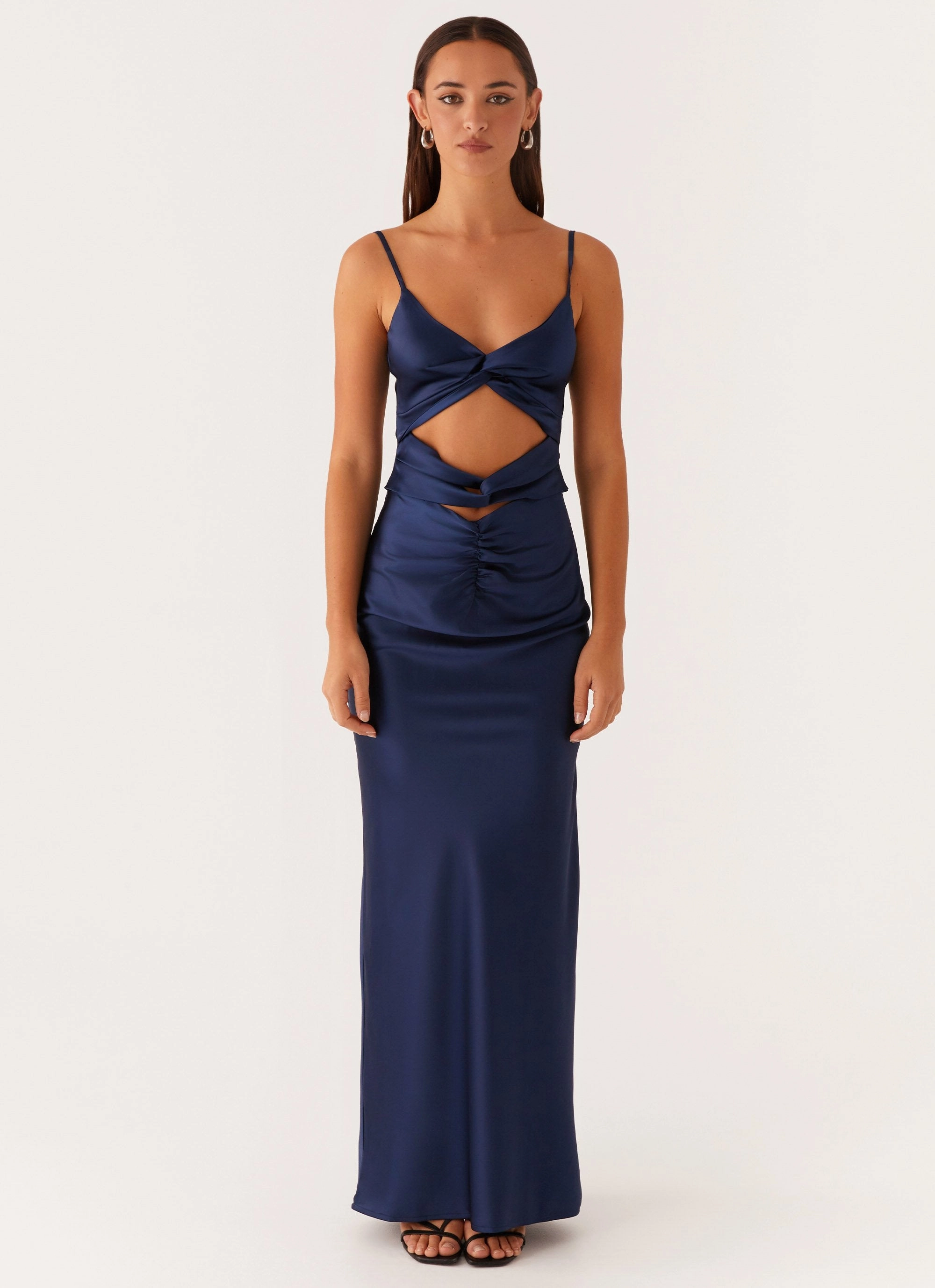 Stormie Satin Maxi Dress - Navy Timeless Comfort