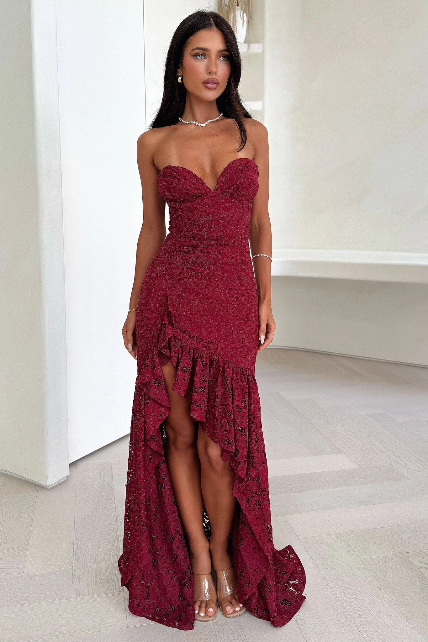 Everdine Maxi Dress - Burgundy Curve Friendly Daily Confidence