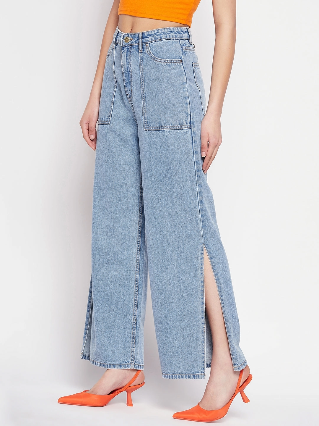 Madame Blue Slit Denim Classic Design
