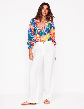 Evie Double Cloth Top-Multi, Foliage Twirl Loose cut