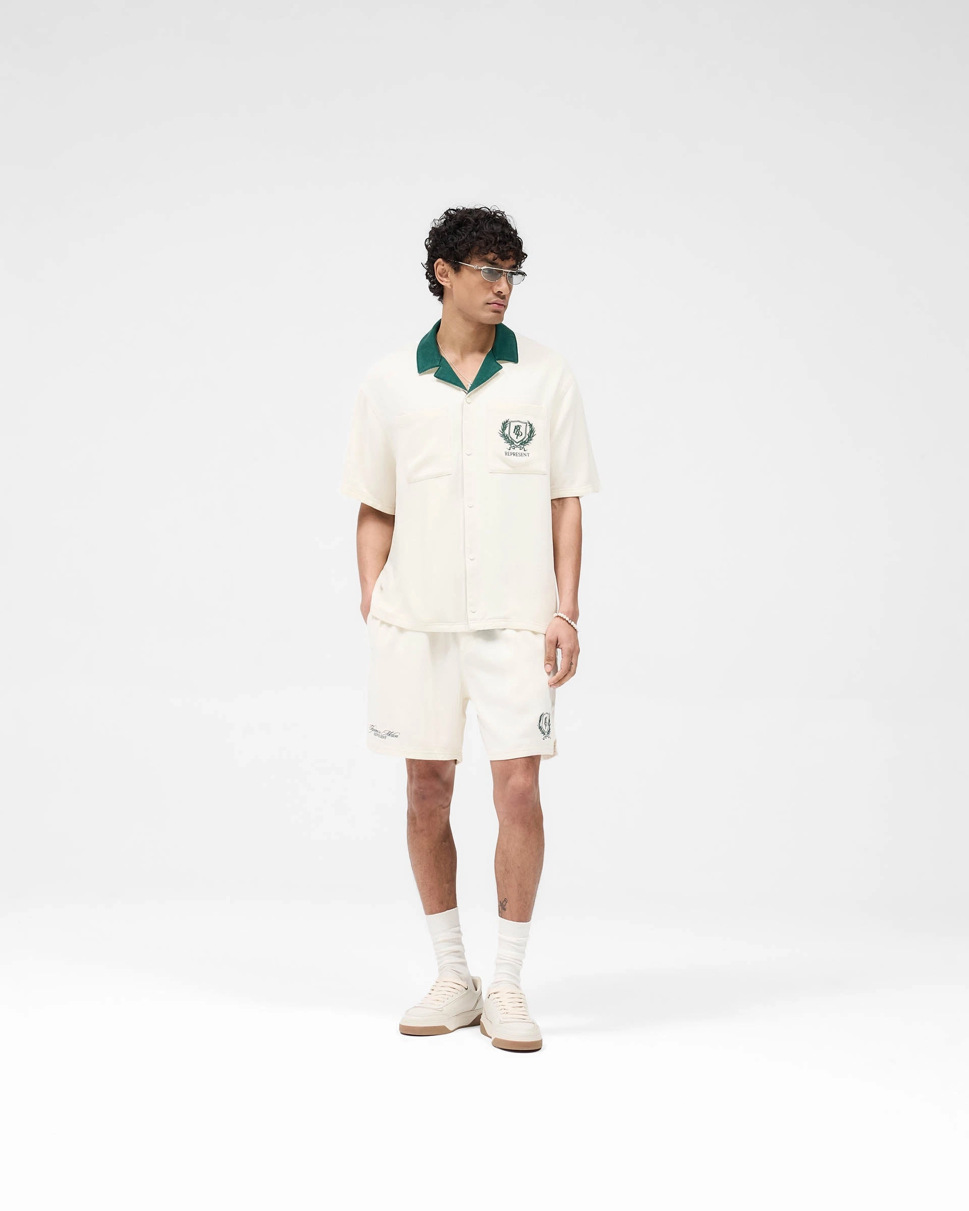 Represent Crest Short - Antique White Smooth Fit sequined details