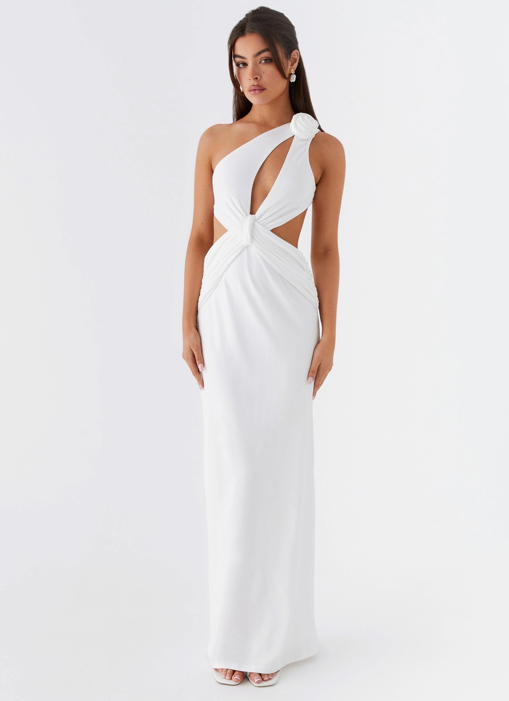 Lovesome Rosa Maxi Dress - White Relaxed Mood Lightweight-Structure