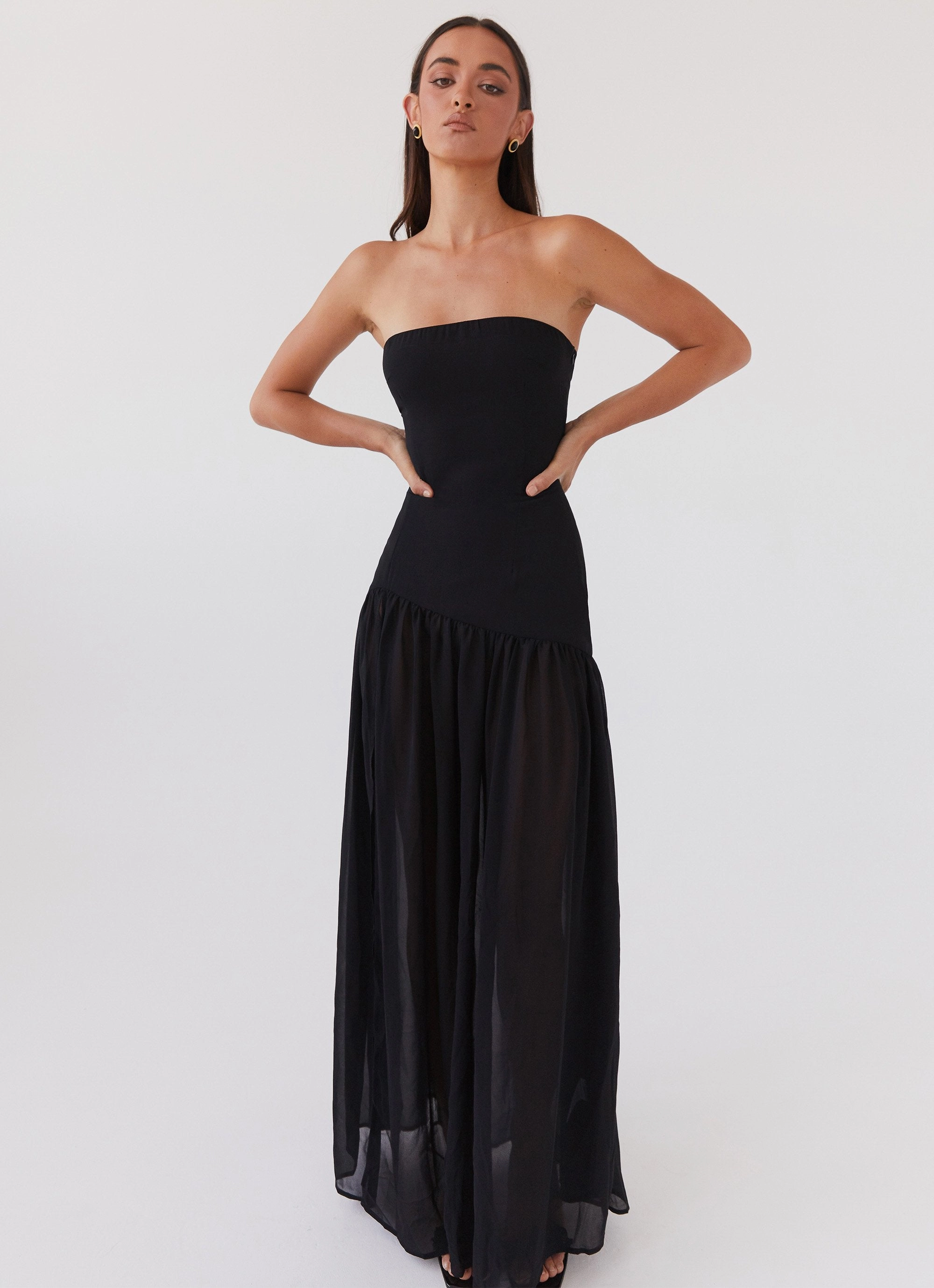 Eden Strapless Maxi Dress - Black Youthful Look Comfortable Look