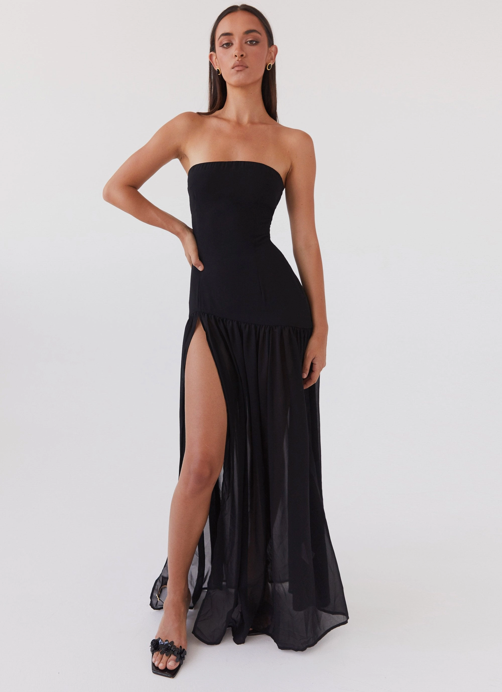 FlatlockSeam City Layers Eden Strapless Maxi Dress - Black
