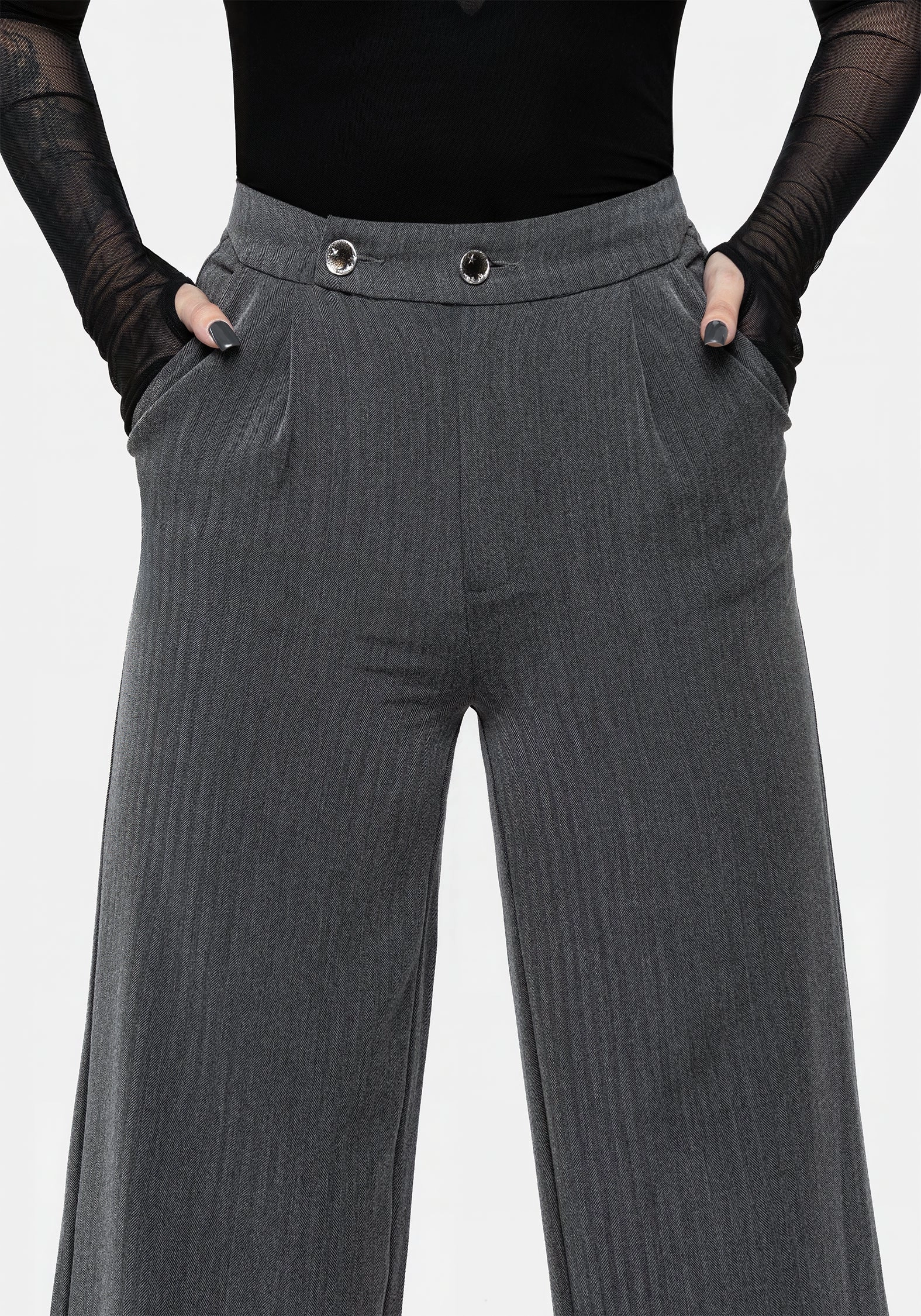 Moonage Herringbone Tailored Trousers - Grey Odor control