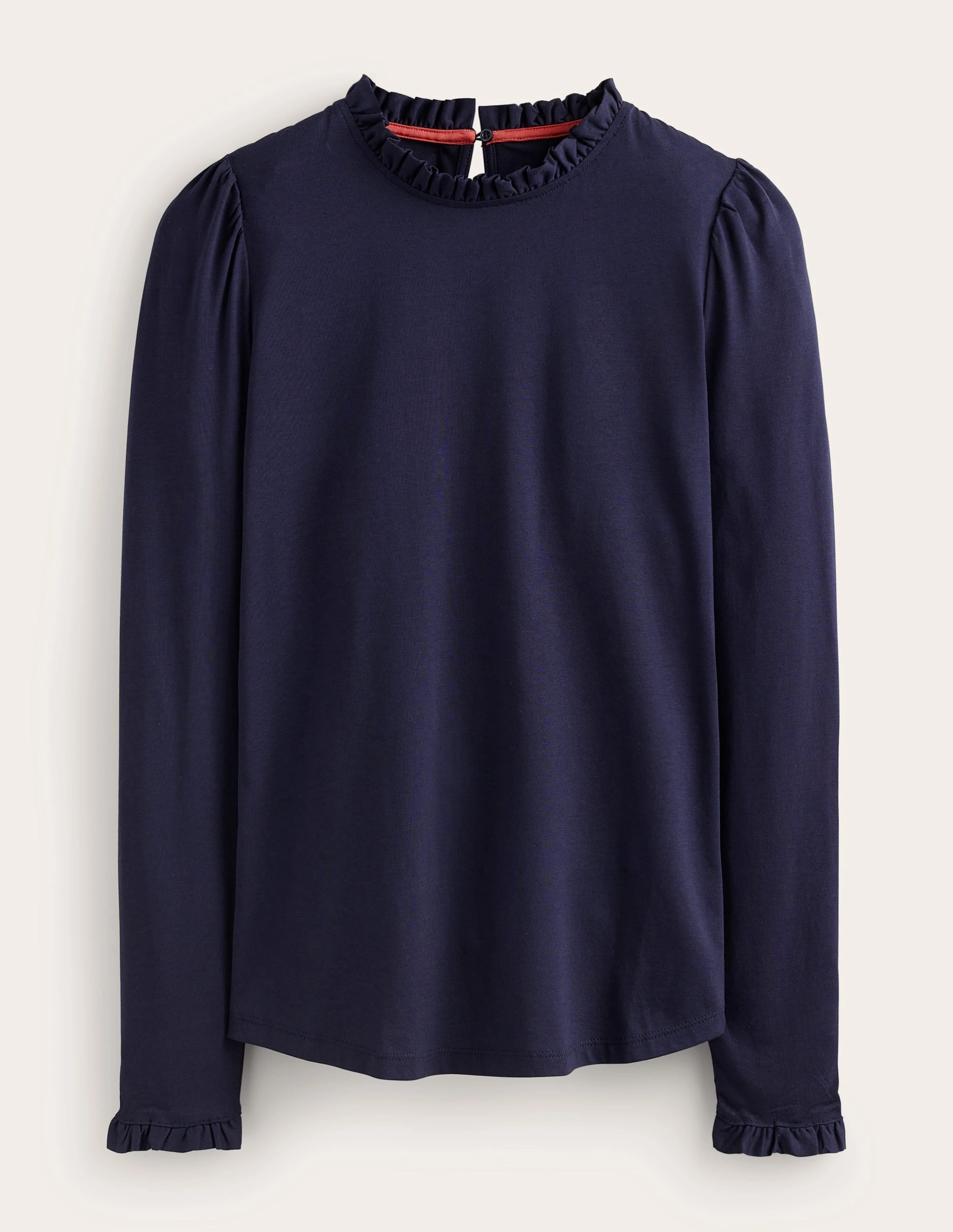 Supersoft Frill Detail Top-Navy Non Restrictive Mobility