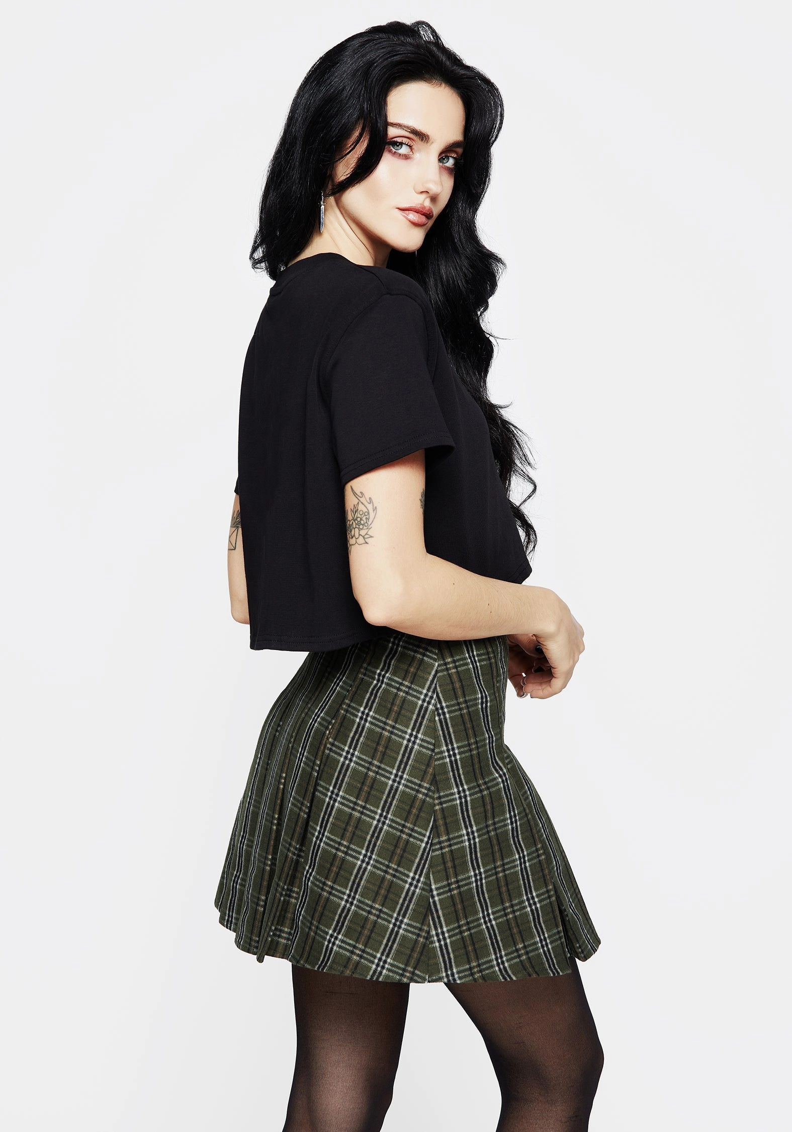 Morningstar Check Pleated Micro Mini Skirt Tassel accents Tailored Cut