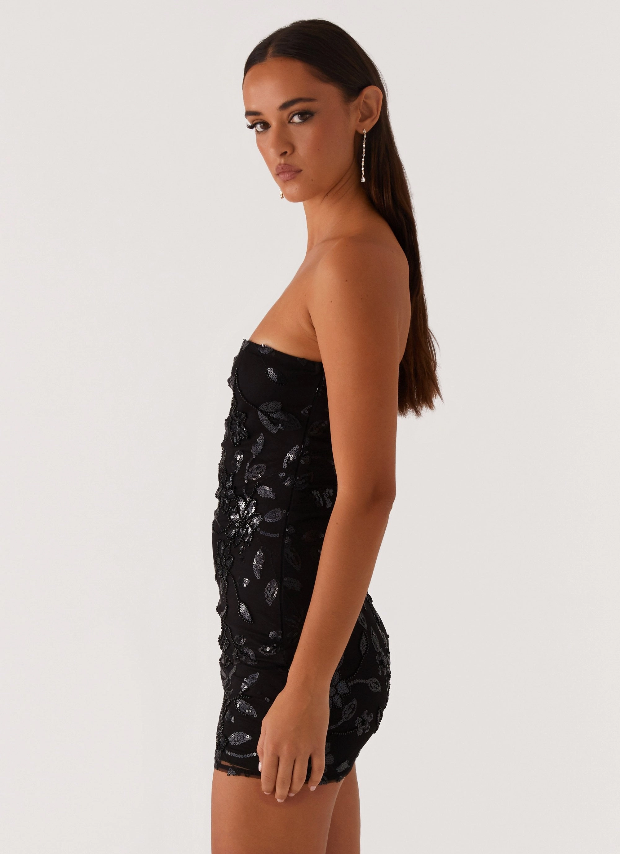 wrap waist Moorey Beaded Mini Dress - Black