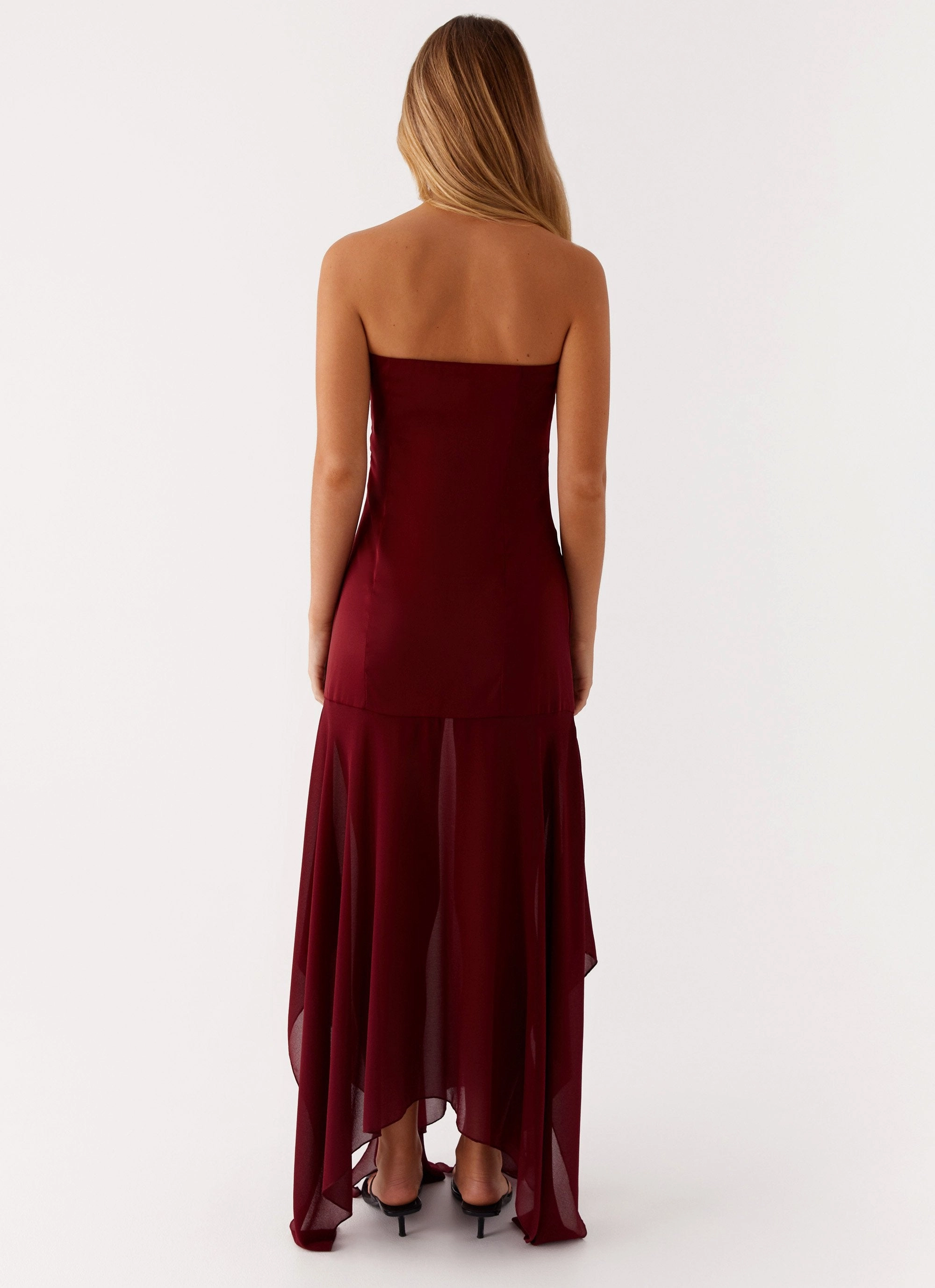 Collision Satin Maxi Dress - Cherry Red Urban Motion