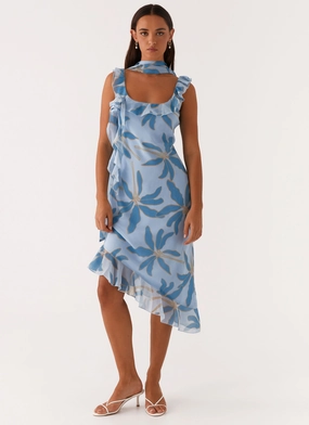 Fariday Midi Dress - Opulent Blue Breathable Material Signature-Style