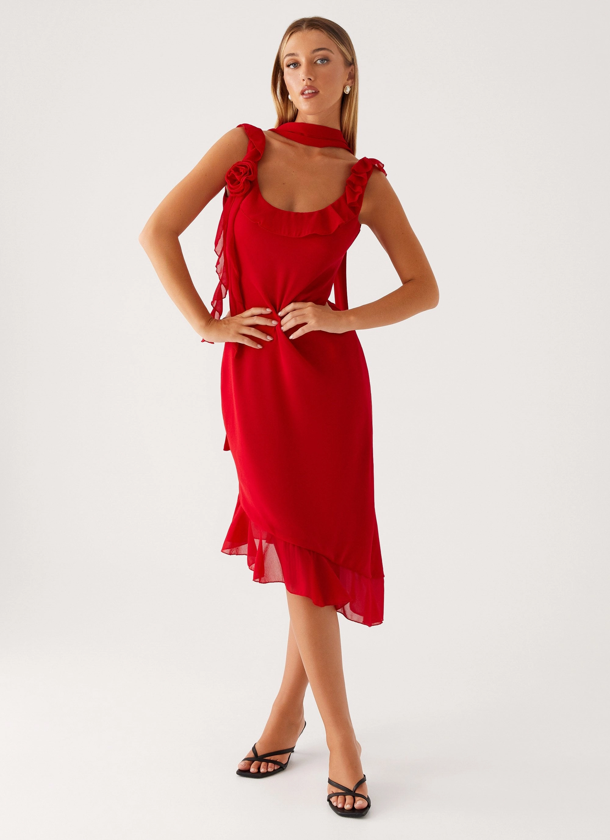 Fariday Midi Dress - Red Soft-Lining