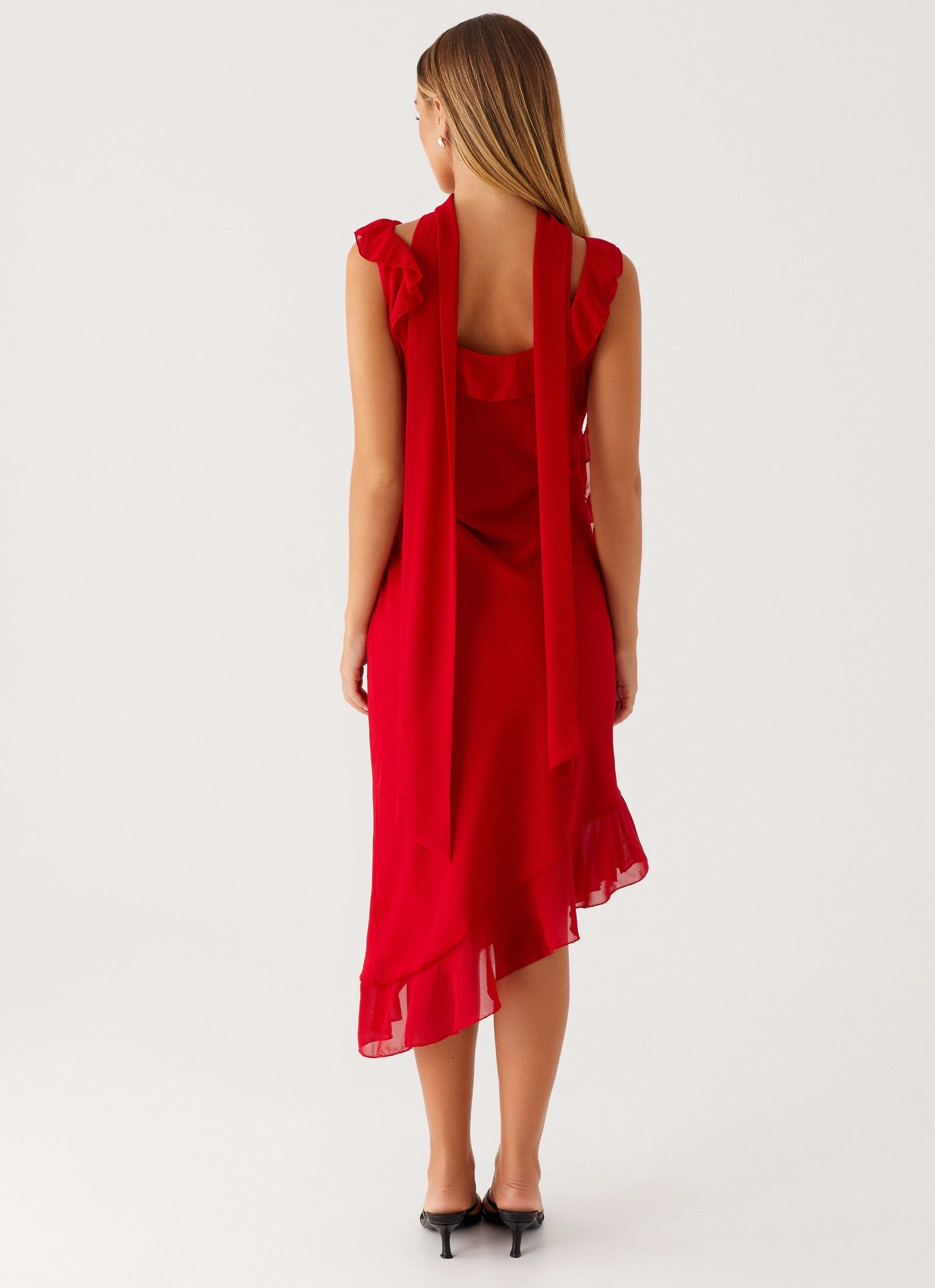 Stylish Touch Gender Inclusive Fariday Midi Dress - Red