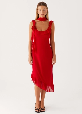 Fariday Midi Dress - Red Travel-Essential