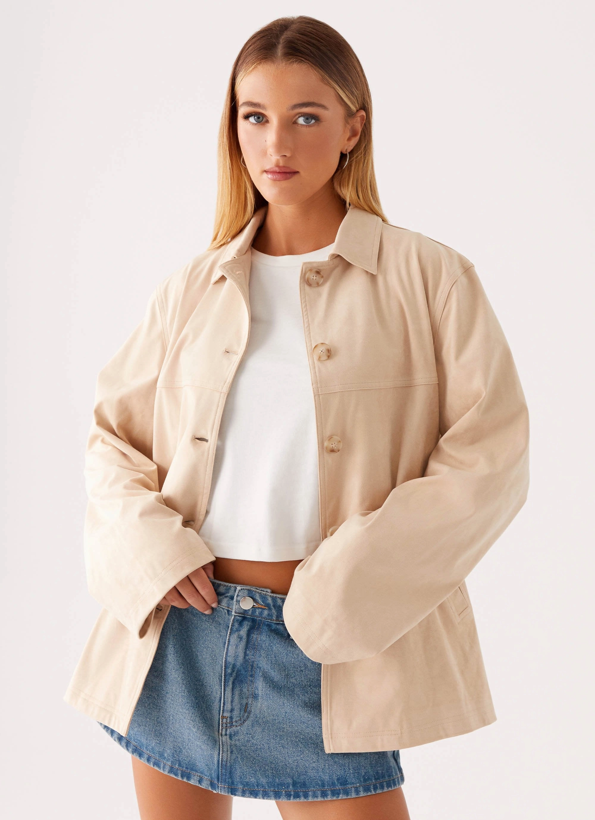 All Seasons Lined Pockets Farley Jacket - Tan