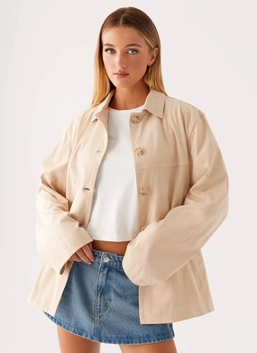 All Seasons Lined Pockets Farley Jacket - Tan