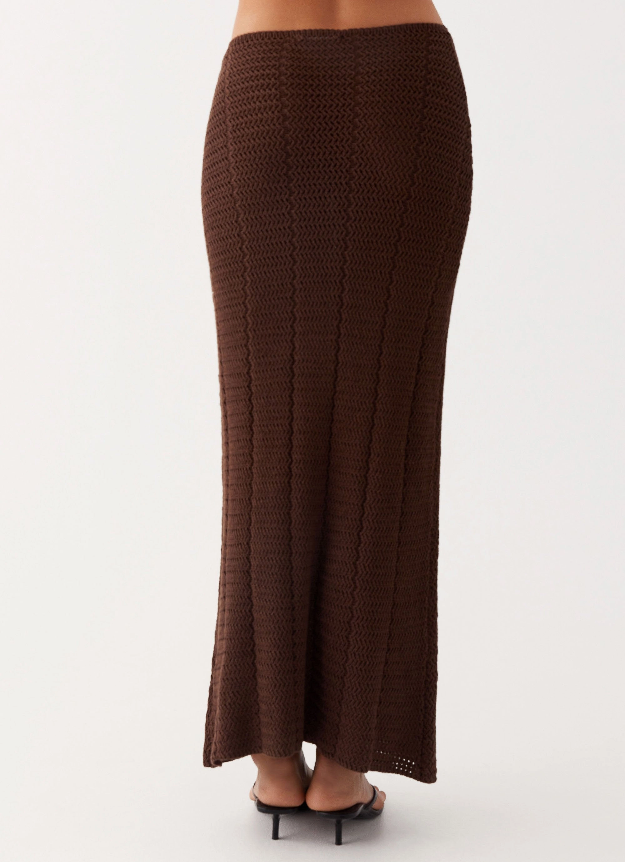 Shape Enhancing Kelcie Rose Crochet Maxi Skirt - Chocolate