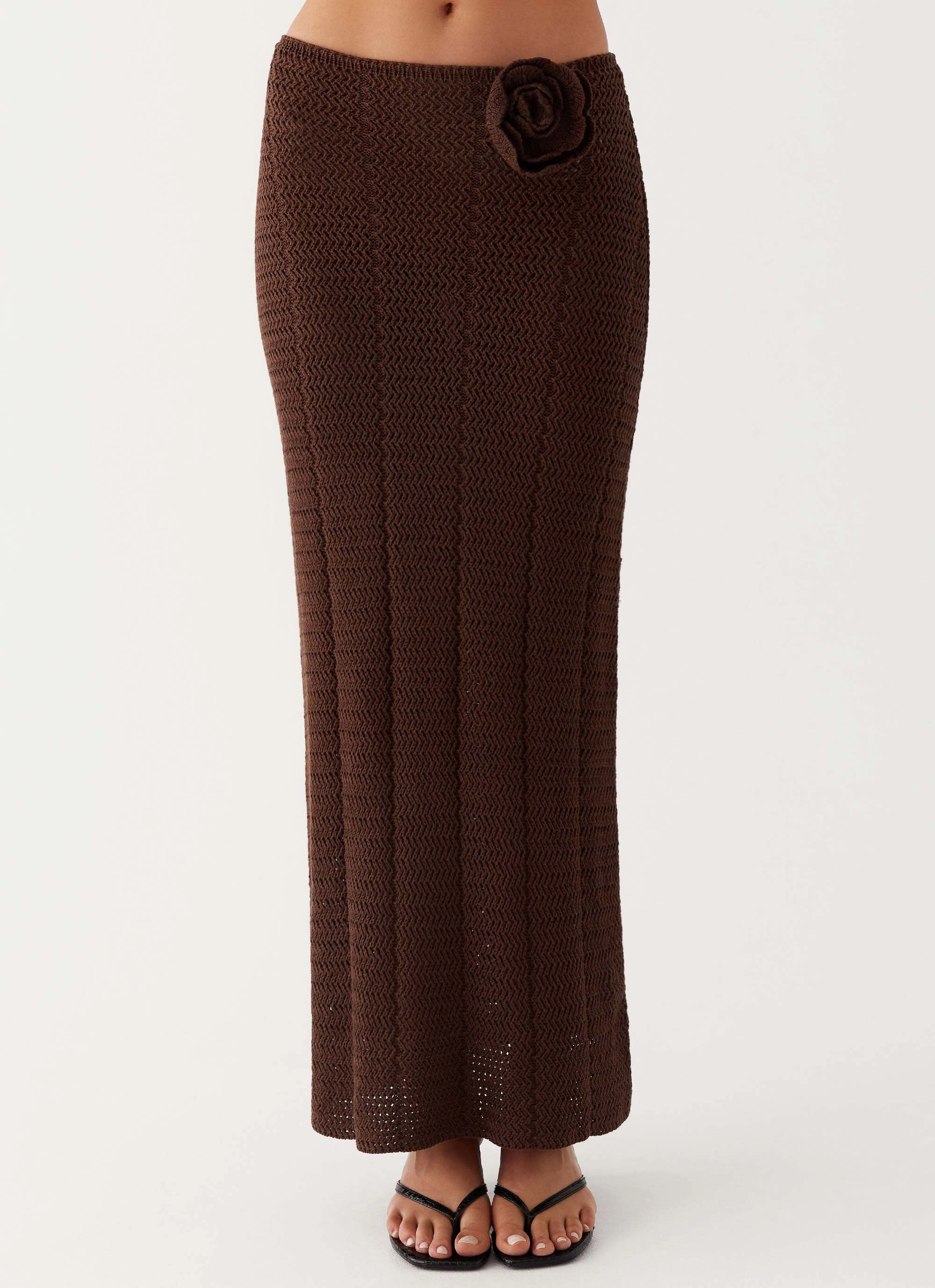 Kelcie Rose Crochet Maxi Skirt - Chocolate button detail Fresh Detail