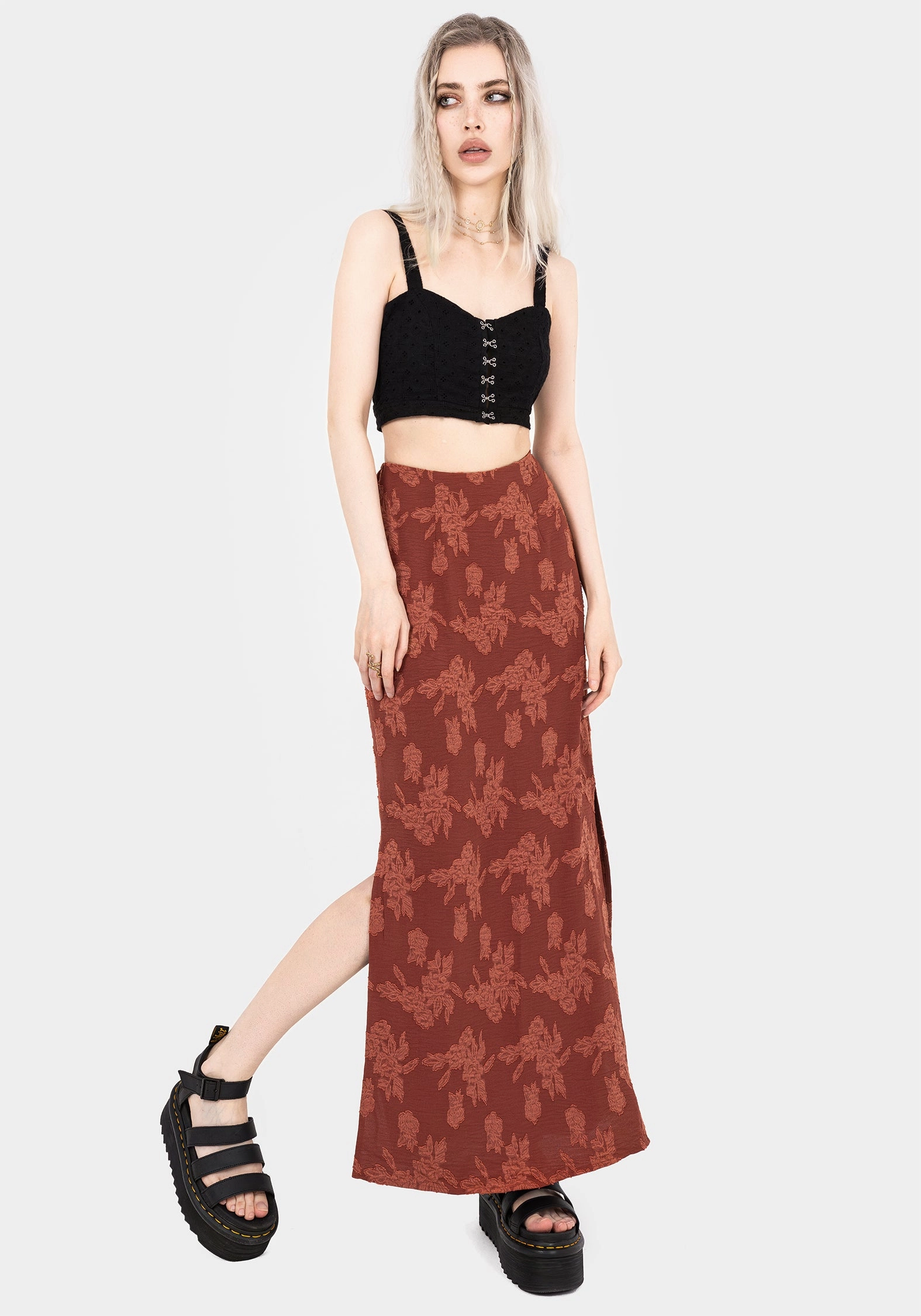 Prosperity Floral Maxi Slip Skirt Figure Flattering
