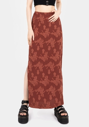 Flowy Drape Prosperity Floral Maxi Slip Skirt