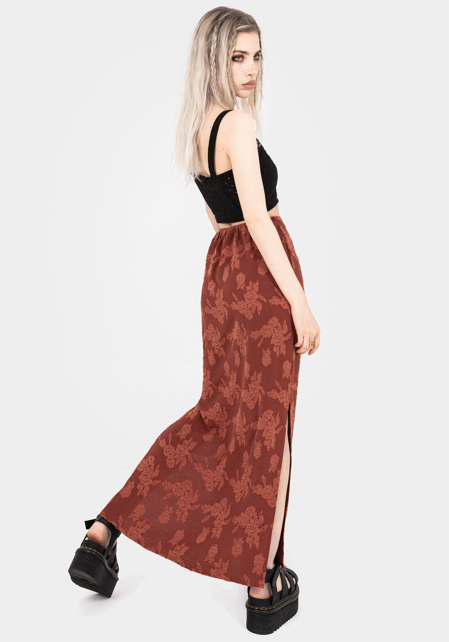 Prosperity Floral Maxi Slip Skirt Detachable Tie Flowy Drape
