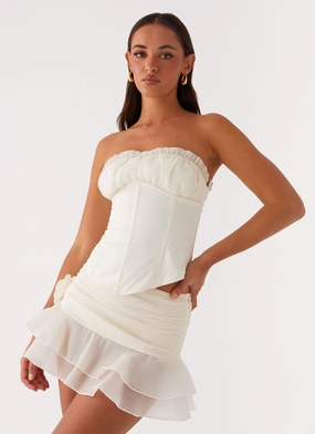 Call Me Never Tiered Mini Skirt - Ivory Outfit Display Fall Favorite