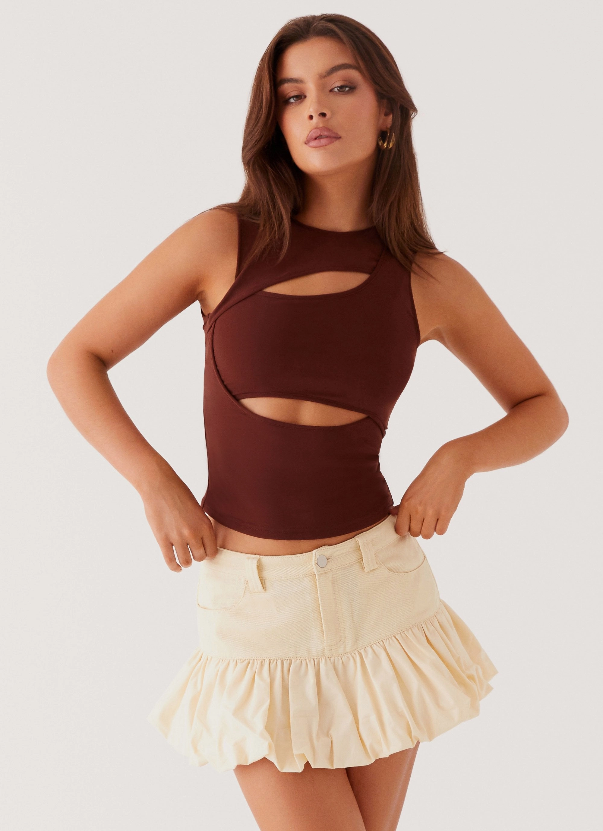 Kali Denim Mini Skirt - Ivory Effortless Feel Soft Palette