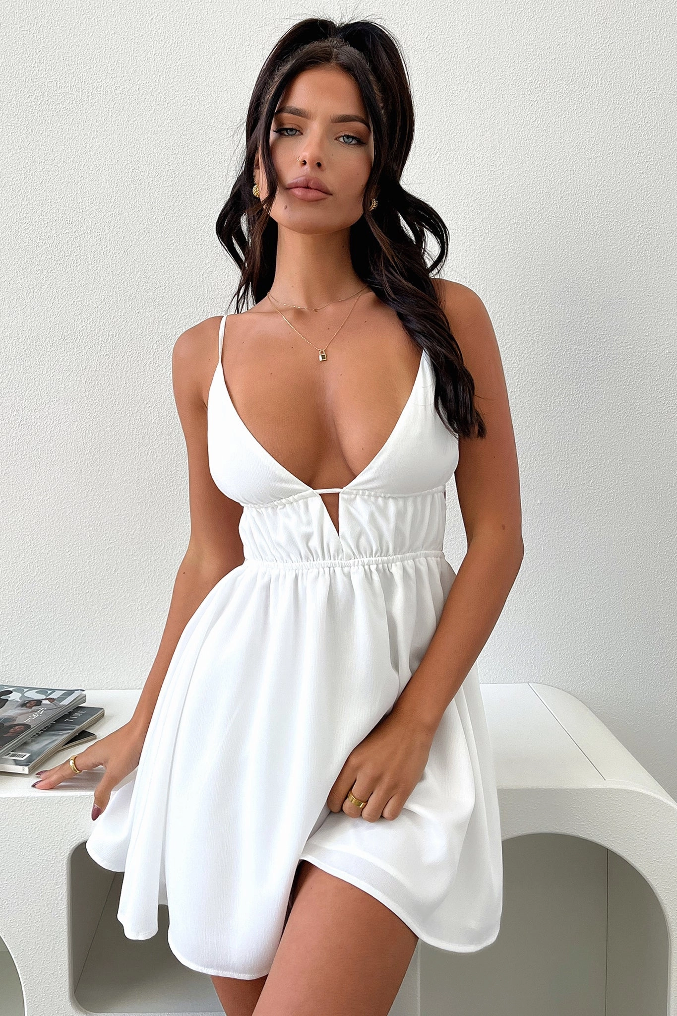Ready Glow Elore Mini Dress - White