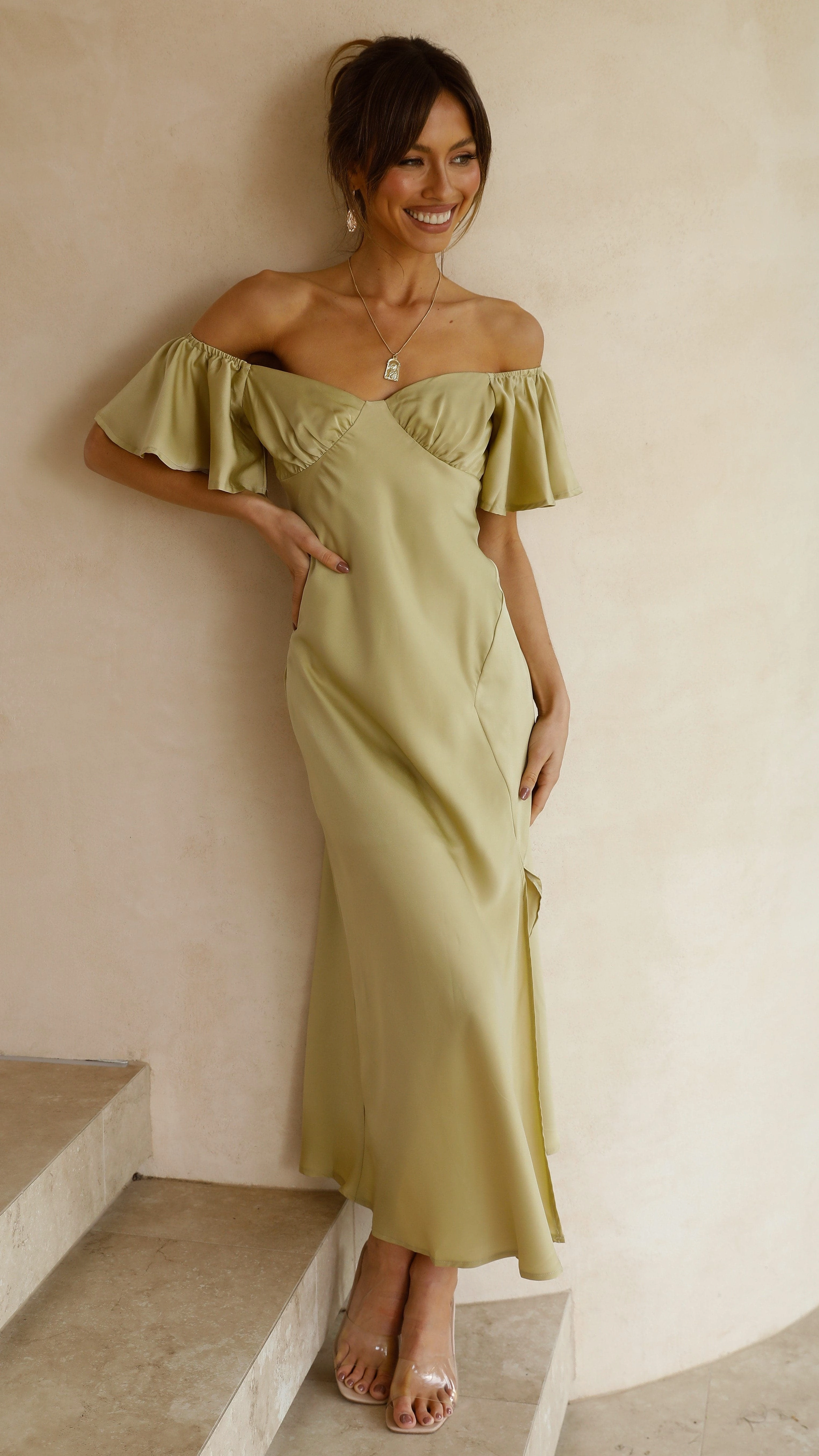Louisa Midi Dress - Olive Comfy and Cozy
