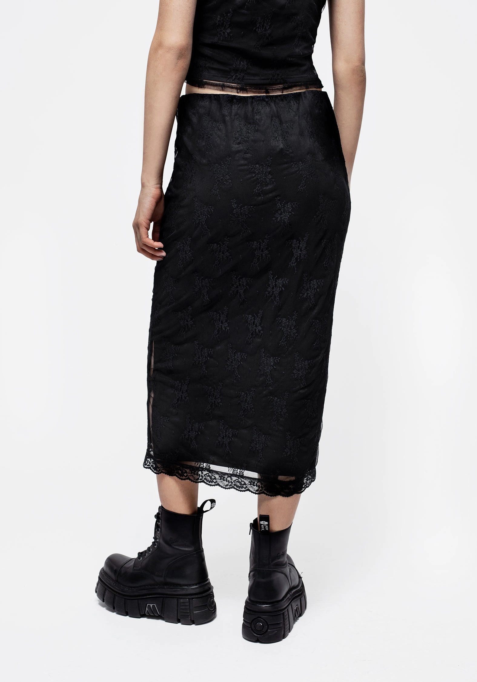 Spring Brunch Gentle Vibe Hailey Stretch Lace Midi Skirt