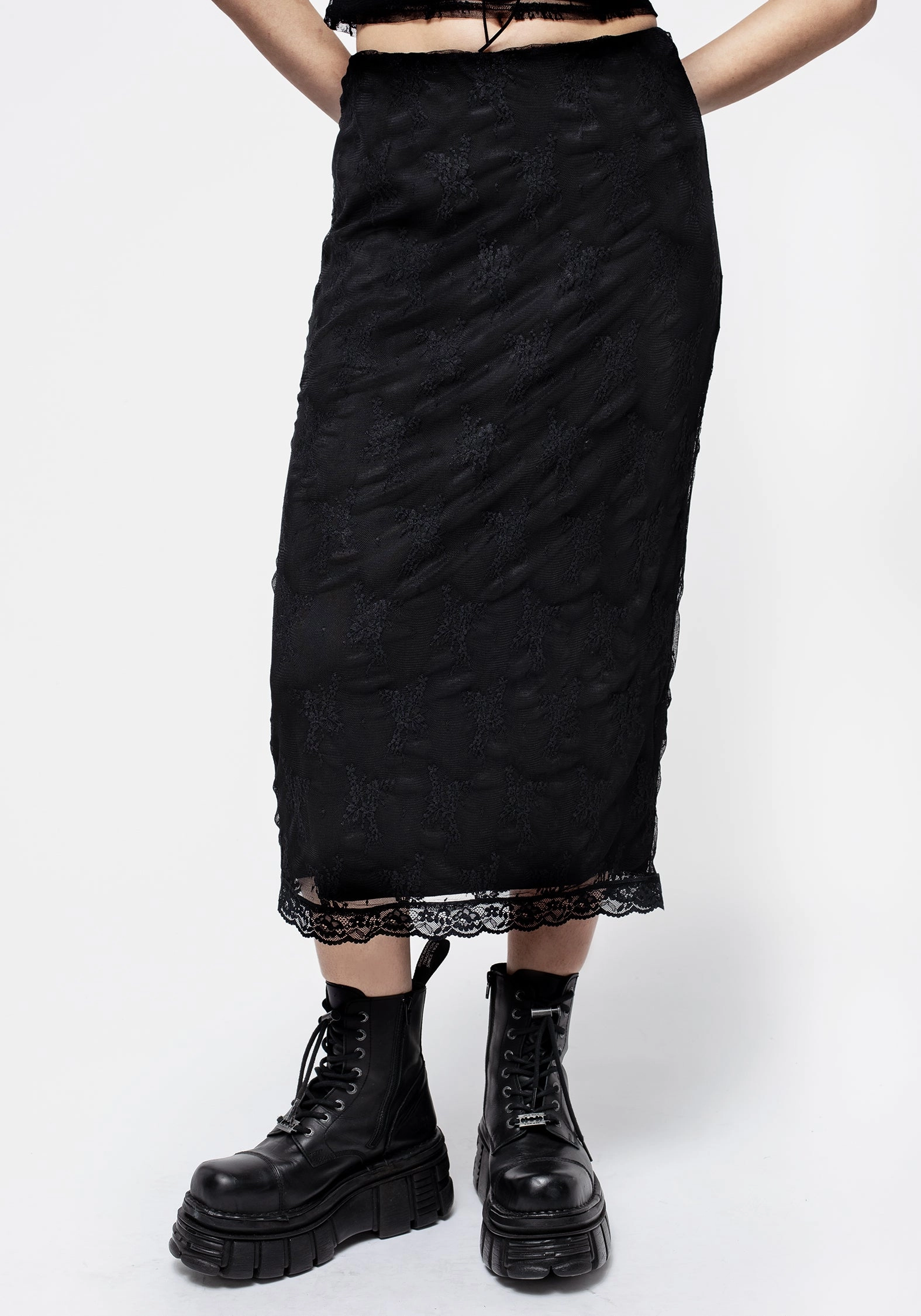 Hailey Stretch Lace Midi Skirt Soft Mood