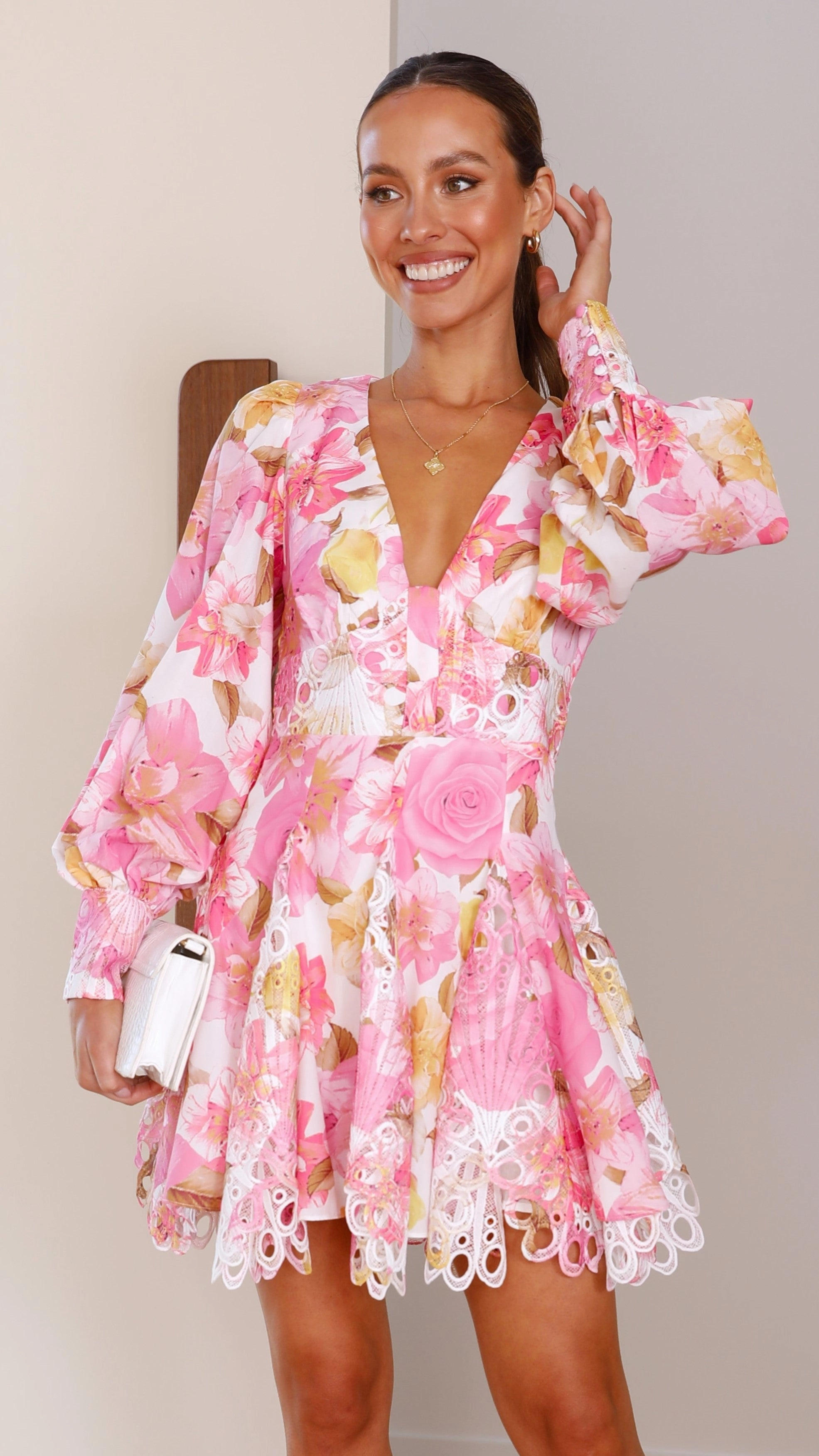 Felicity Mini Dress - Pink Floral Timeless Wearable