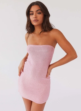 Comfortable and breathable Youthful Feel Dance The Night Tube Knit Mini Dress - Pink Dusk