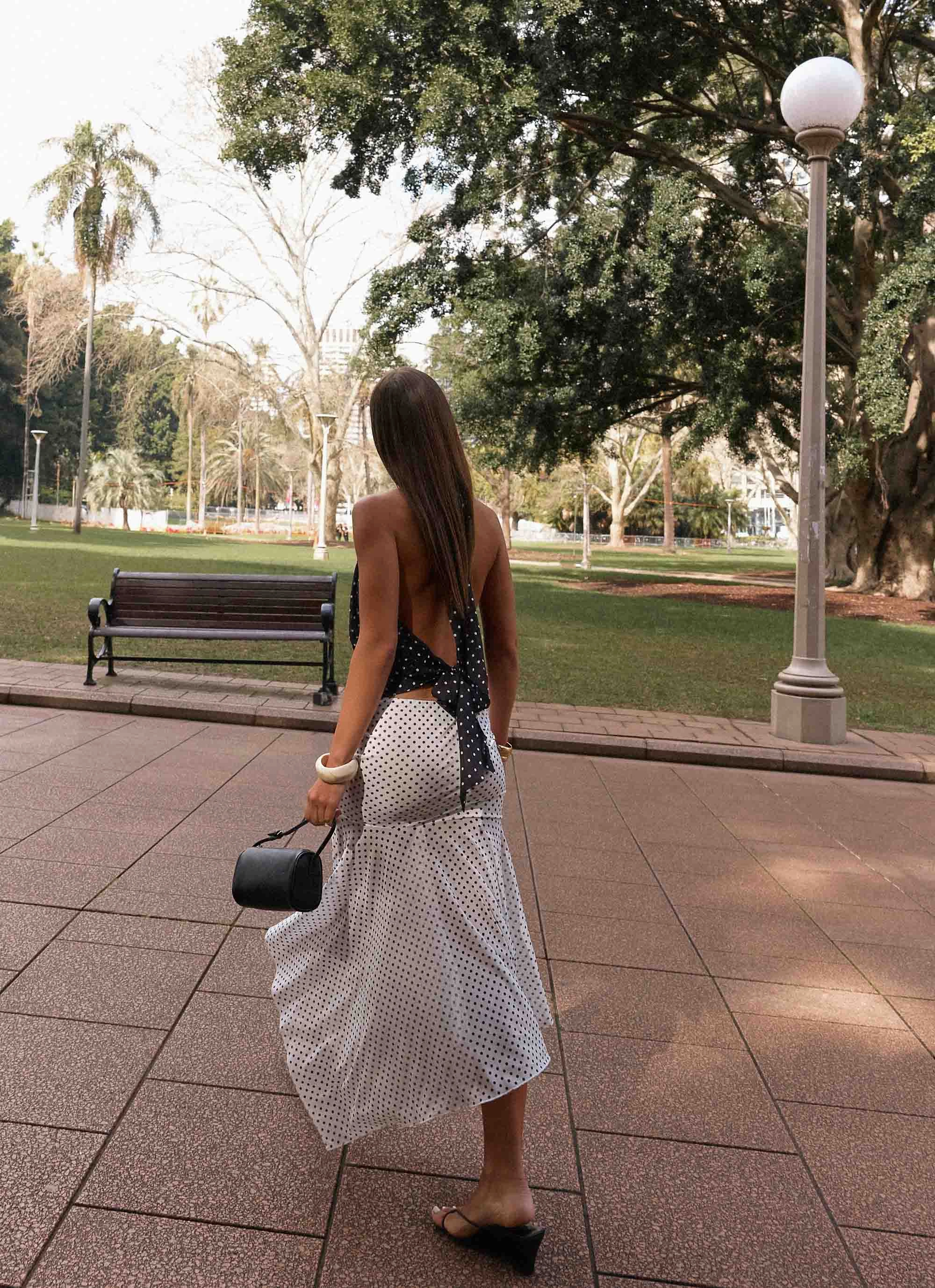 Simple Fashion Buffy Maxi Skirt - White Polkadot