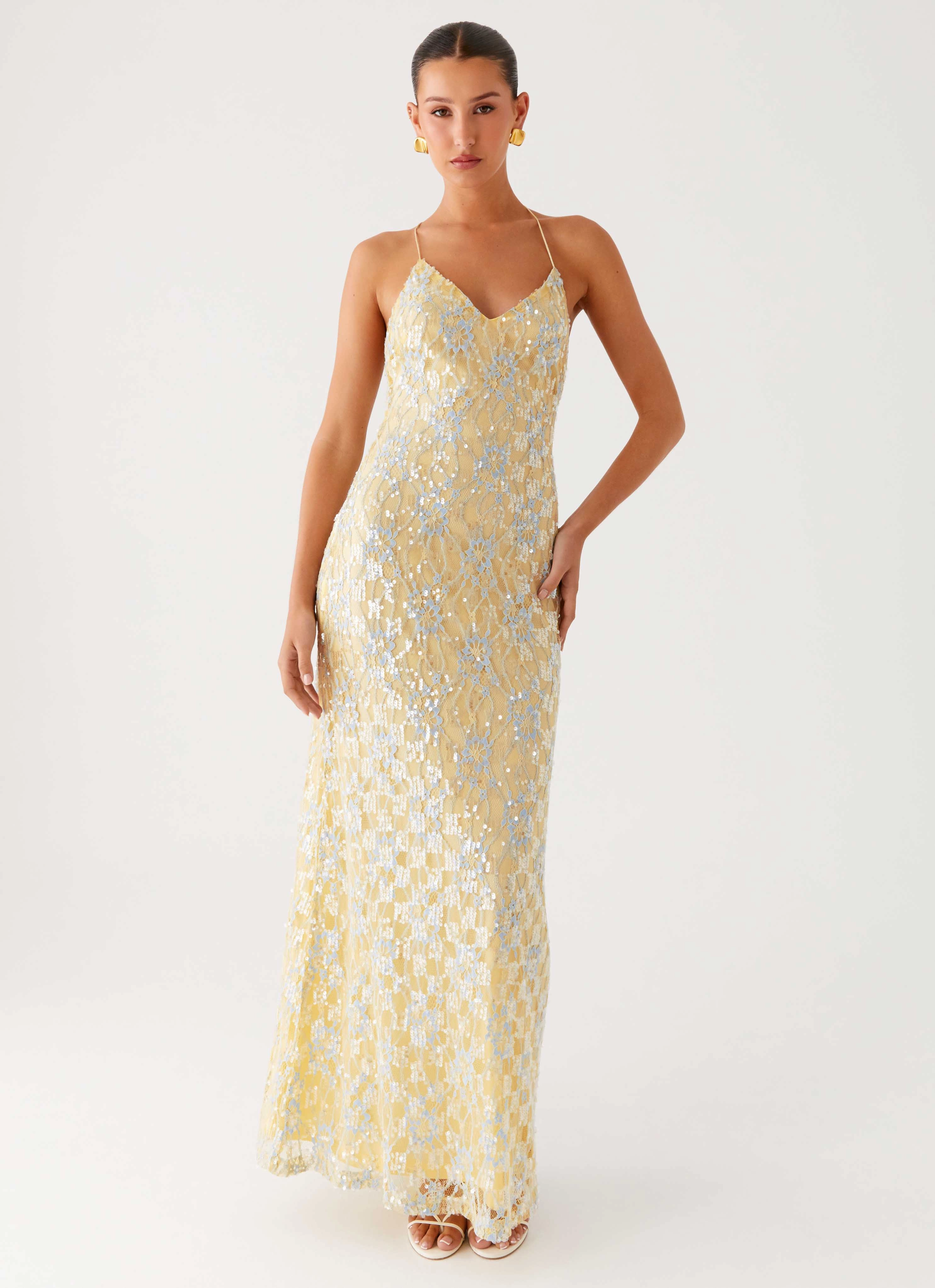 Elastic Fit Truly Mine Maxi Dress - Yellow