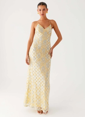 Elastic Fit Truly Mine Maxi Dress - Yellow