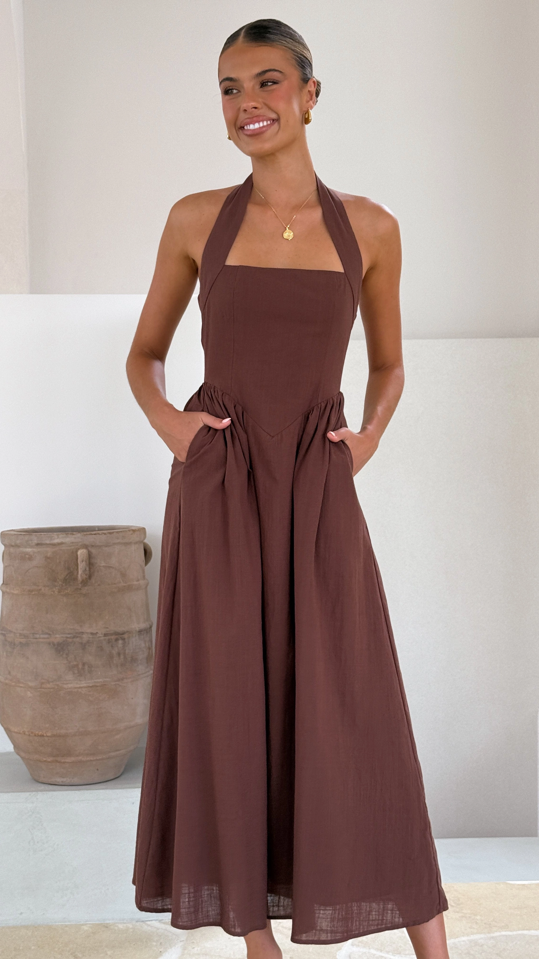 Confident Touch Caden Maxi Dress - Chocolate