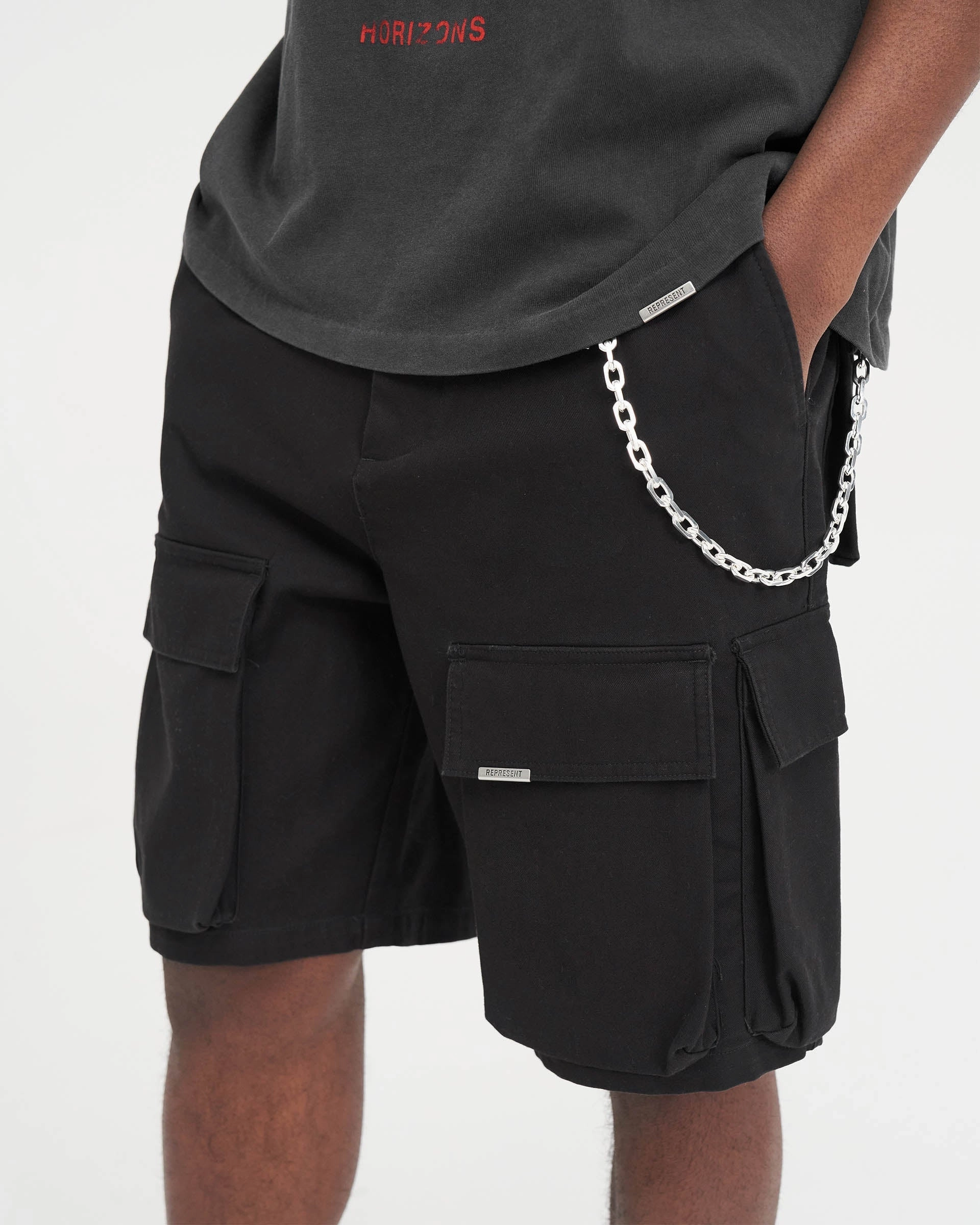 Soft Inner Lining Baggy Cotton Cargo Short - Black